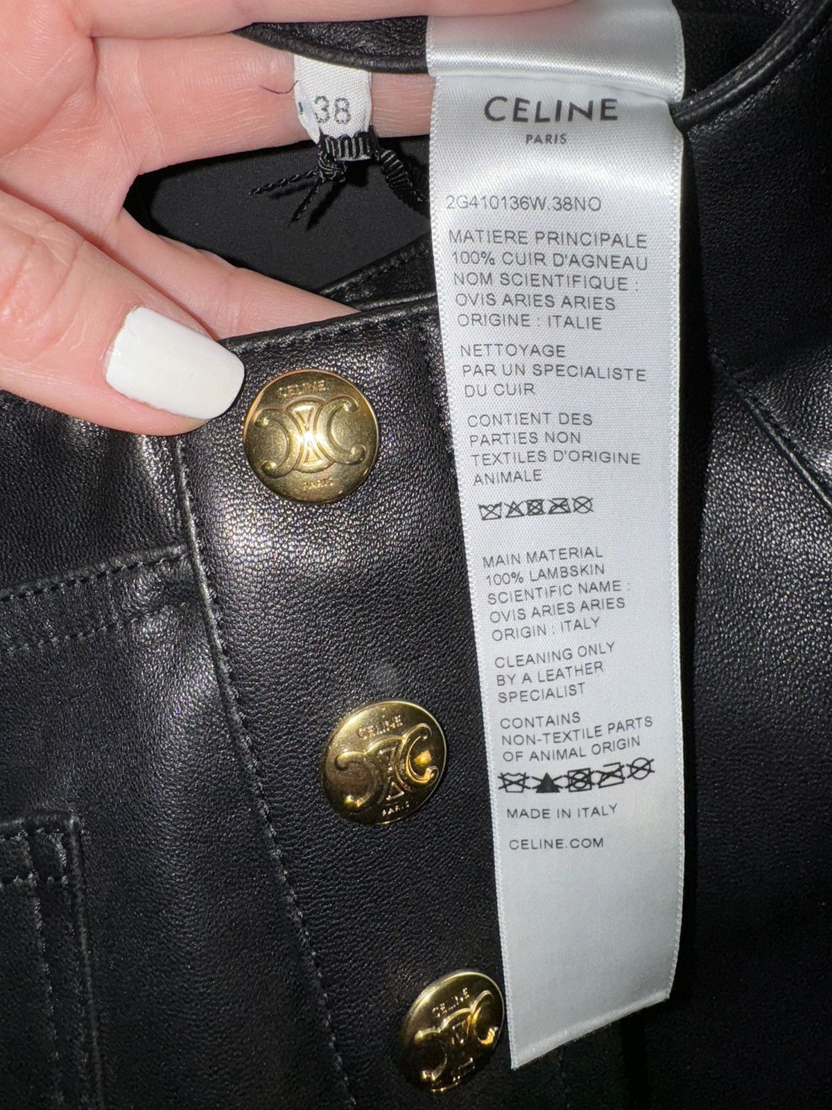 Celine Celine black leather pants, 8 Triomphe gold buttons, size M Size 27" / US 4 / IT 40 - 14 Thumbnail