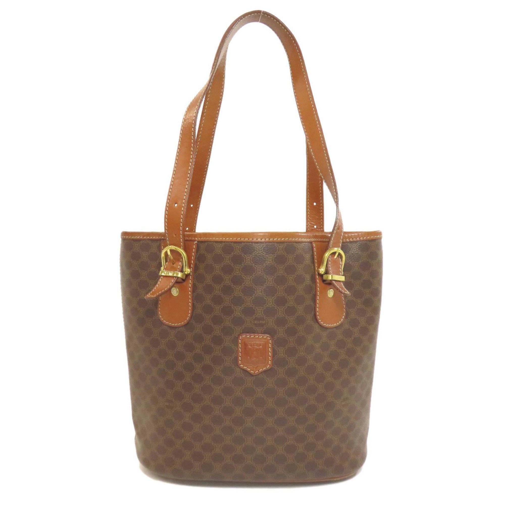 Celine Macadam Tote Bag Leather Women's in Brown