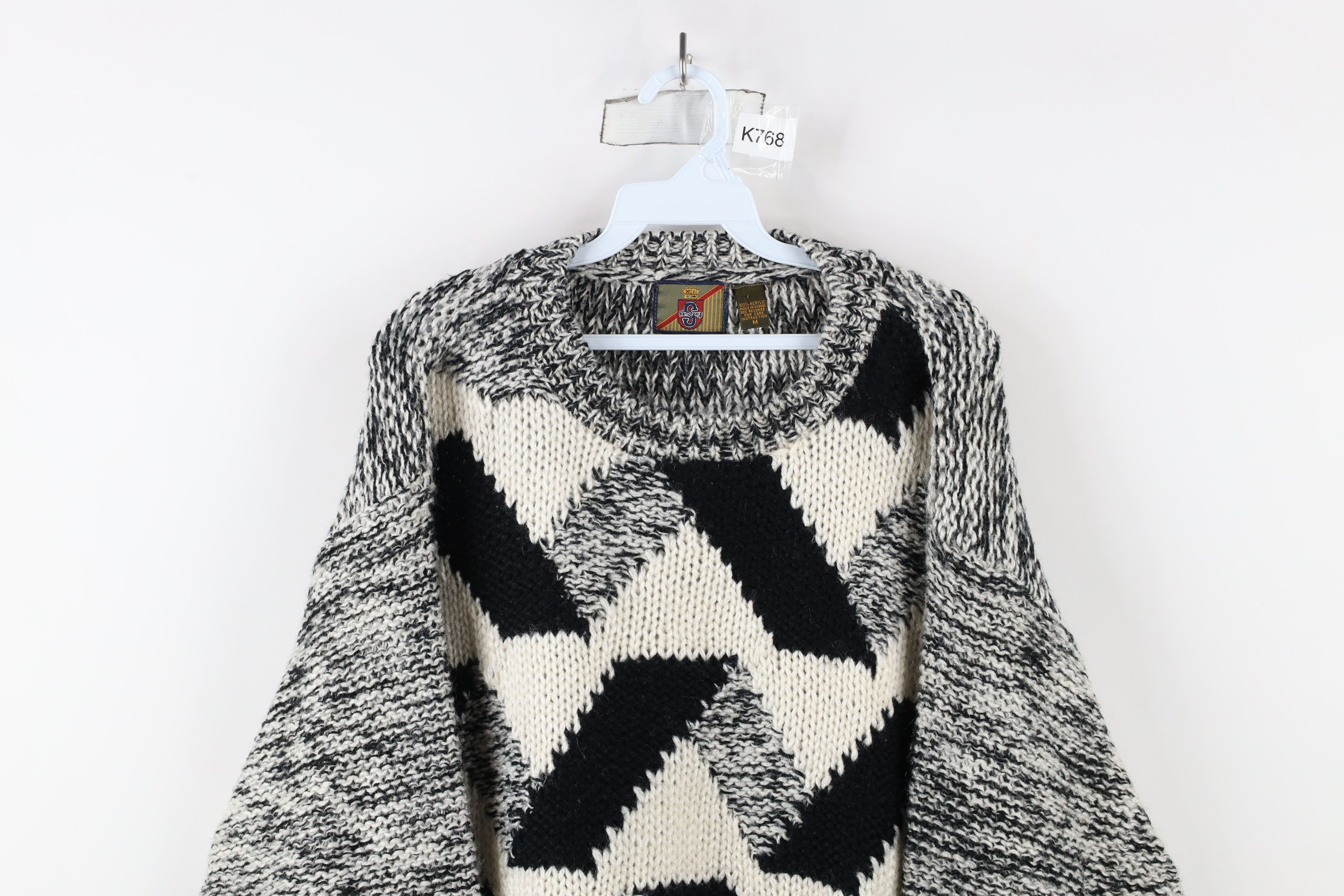 Vintage Vintage 90s Streetwear Geometric Chunky Knit Sweater Acrylic Size US M / EU 48-50 / 2 - 2 Thumbnail