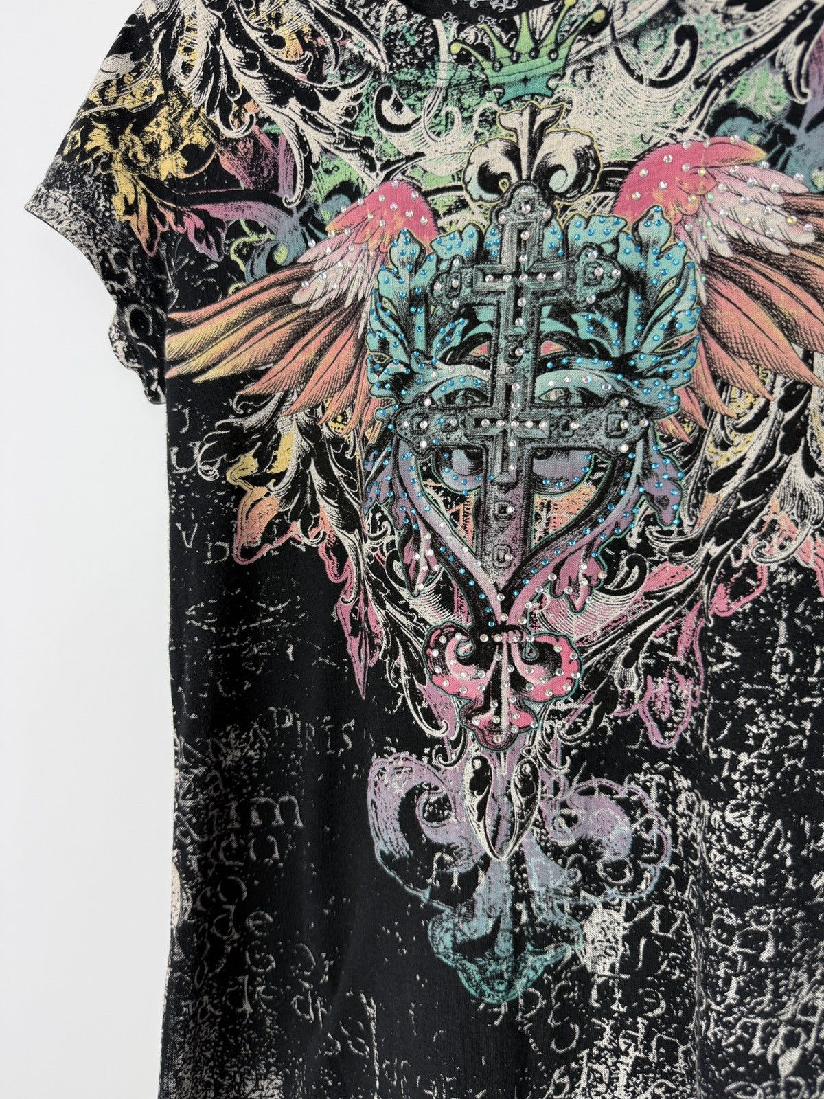 Vintage Y2K Vintage In Vein Angel Wings All Over Print Babydoll Tee Size L / US 10 / IT 46 - 6 Thumbnail