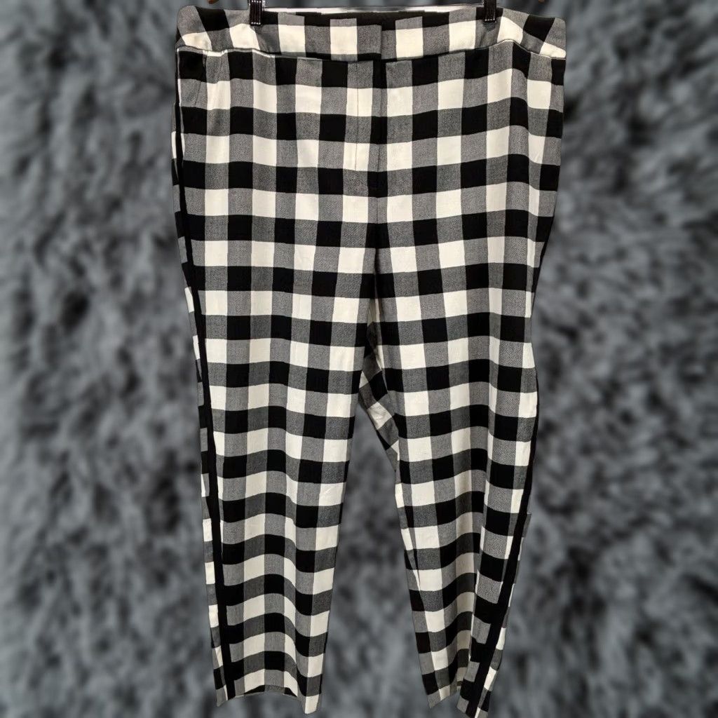 Talbots Talbots Checkered Ankle Pants 22W Plus Wool Blend Black Ivory Womens Size 40" / US 18 - 1 Thumbnail