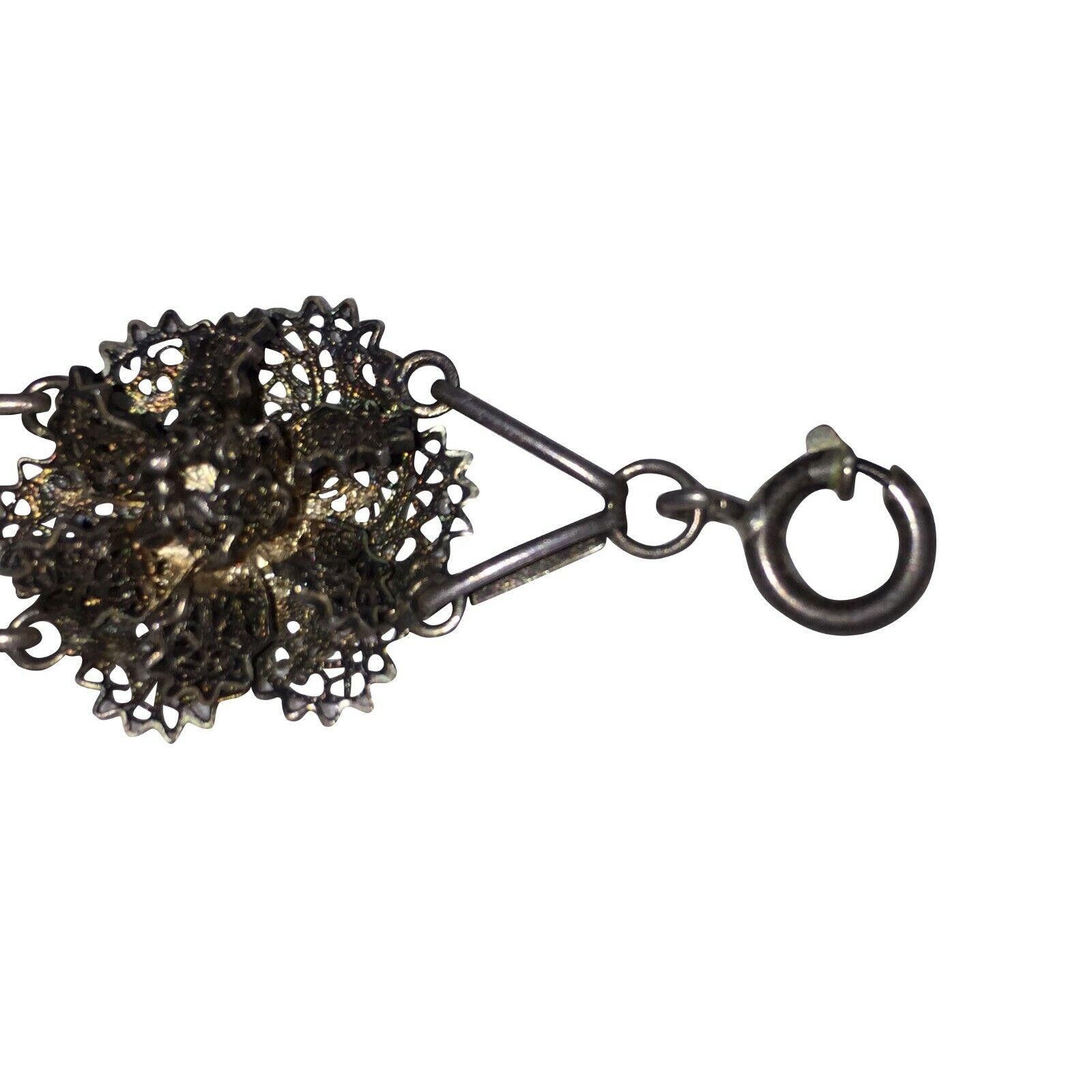 Designer Spanish Sterling Filigree Flower Bracelet Size ONE SIZE - 5 Thumbnail