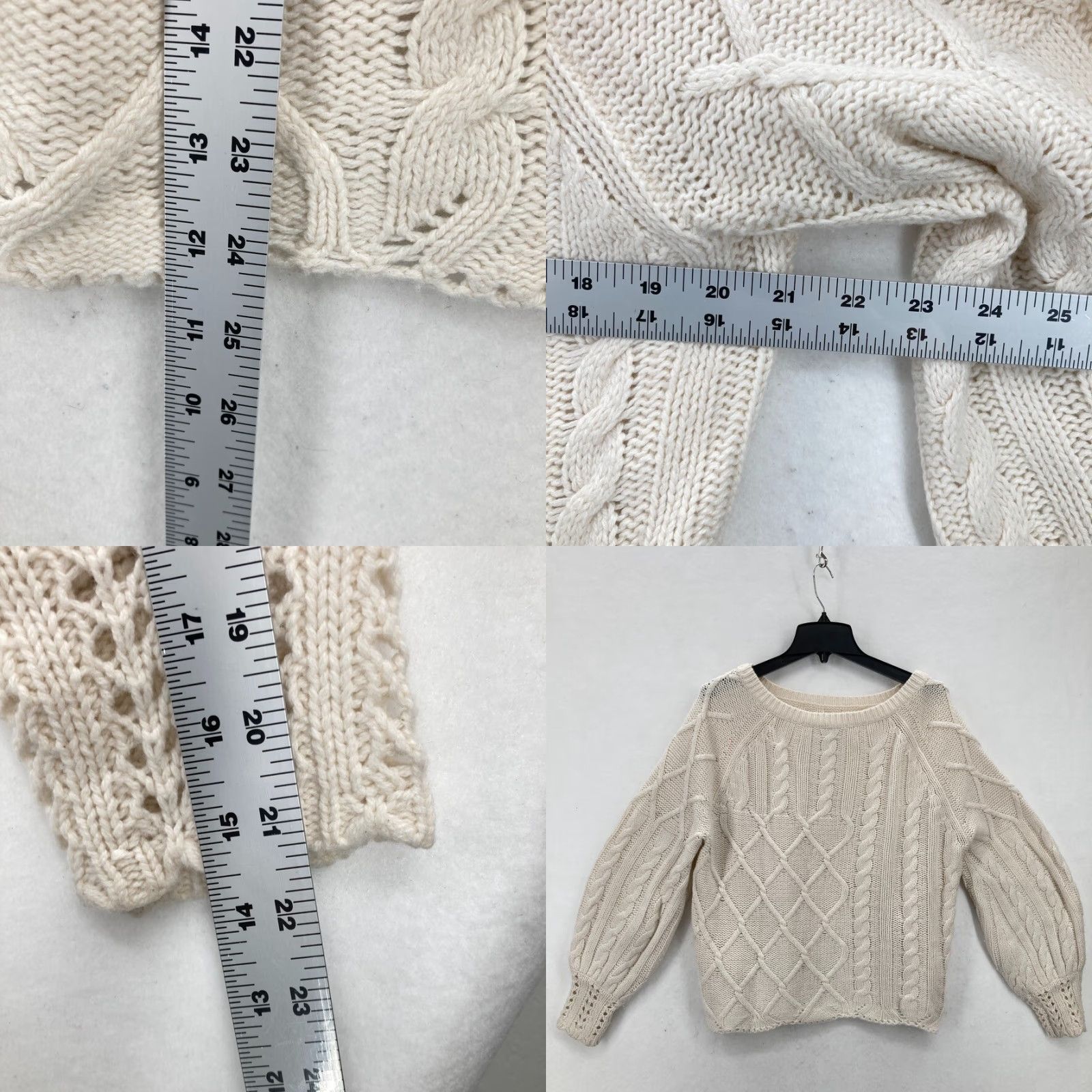 Vintage Sundance Cable Knit Sweater Women's Large Light Beige Merino Wool Nylon Blend Size L / US 10 / IT 46 - 8 Thumbnail