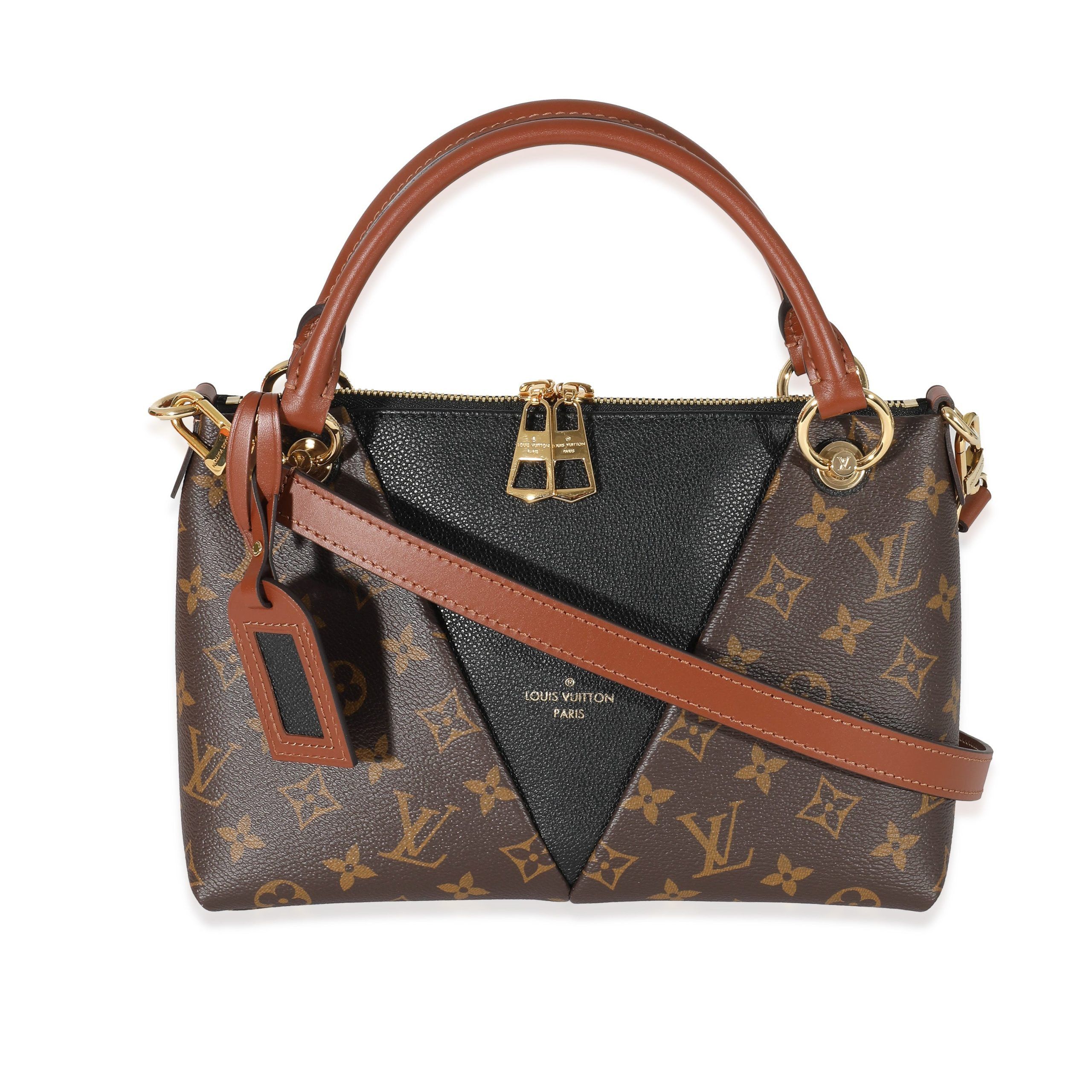 image of Louis Vuitton Black Leather Monogram Canvas V Tote Bb, Women's