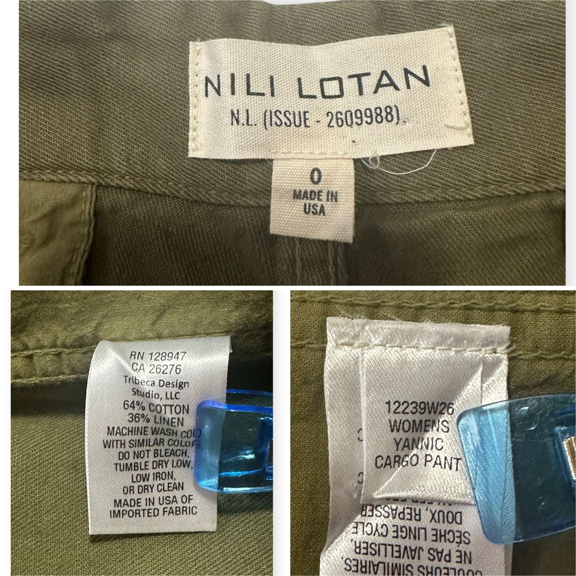 Nili Lotan NILI LOTAN Yannic cargo pants, Olive Green, Size 0, Size 25" / US 0 / IT 36 - 4 Thumbnail