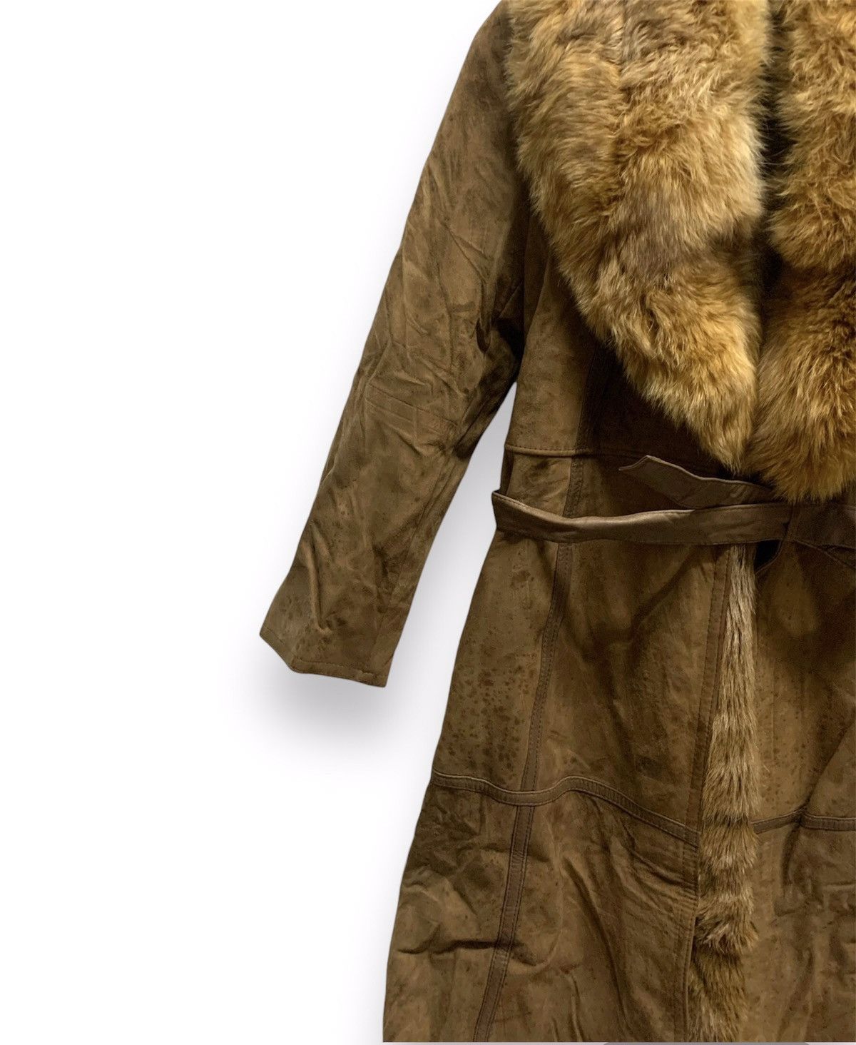 Leather Vintage Mink Fur Collar Leather Long Coat Size L Size US L / EU 52-54 / 3 - 7 Thumbnail