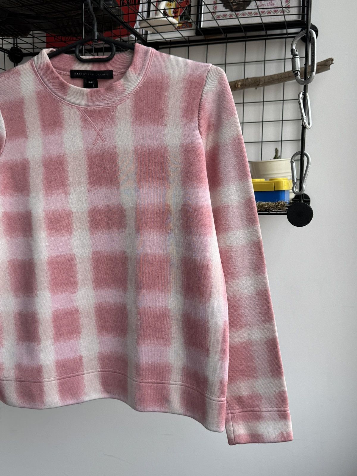 Marc by Marc Jacobs Marc by Marc Jacobs Blurred Gingham Sweatshirt In Piggy Pink Size S / US 4 / IT 40 - 2 Thumbnail