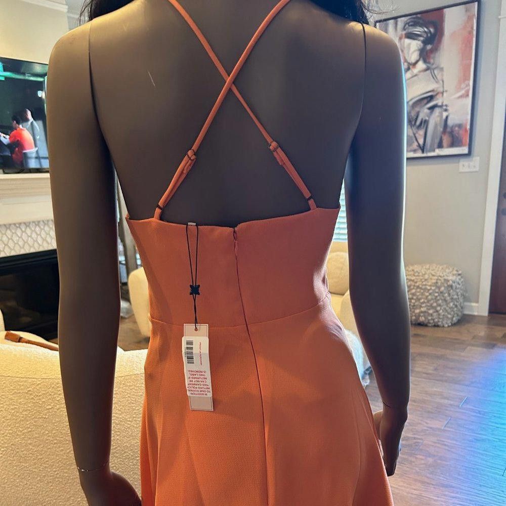 Designer BCBGeneration Plunging Skater Dress in Papaya/Orange Size XS / US 0-2 / IT 36-38 - 6 Thumbnail