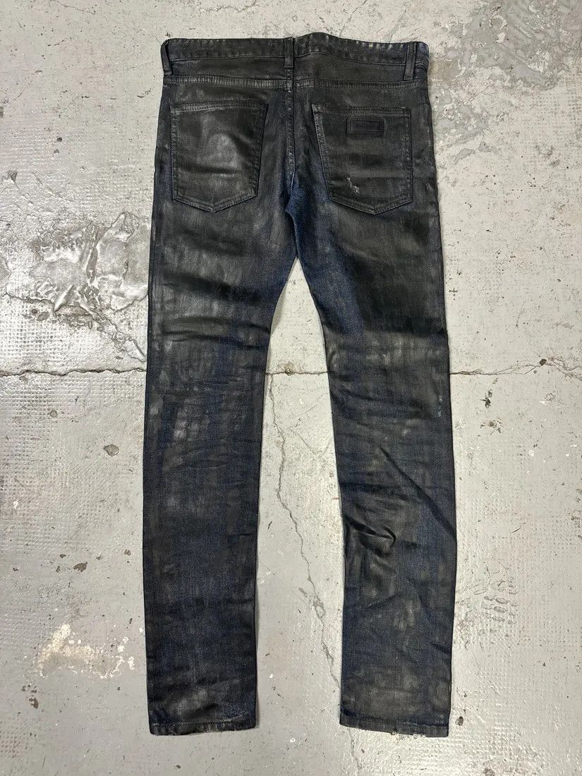 Just Cavalli SS2017 Cavalli Black Waxed Brut Denim Skinny Jeans Size US 31 - 2 Thumbnail