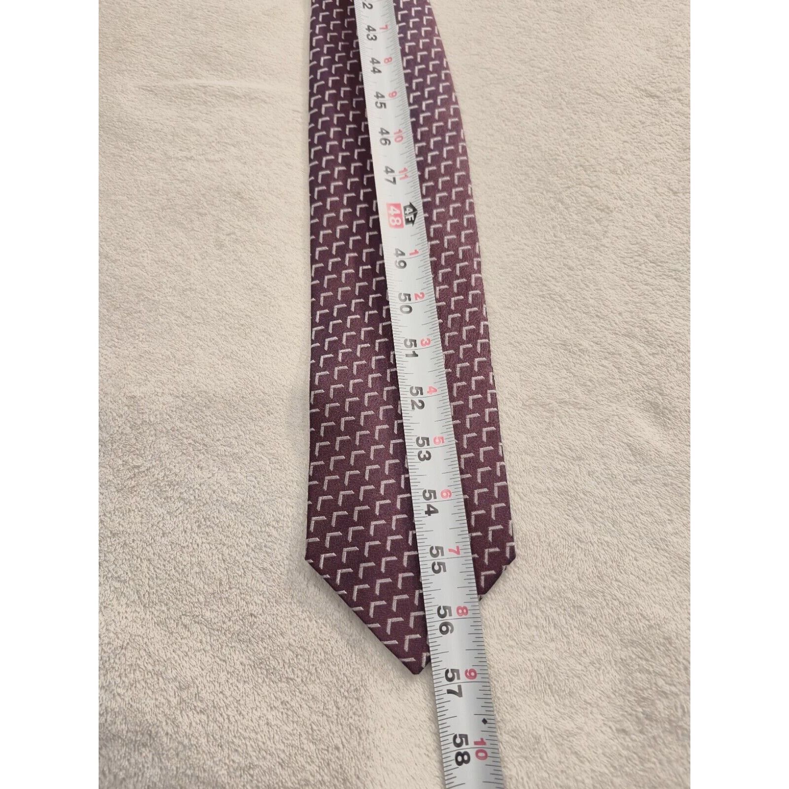 Giorgio Armani Giorgio Armani Necktie Italy Maroon Geometric Silk Men's Size ONE SIZE - 5 Thumbnail