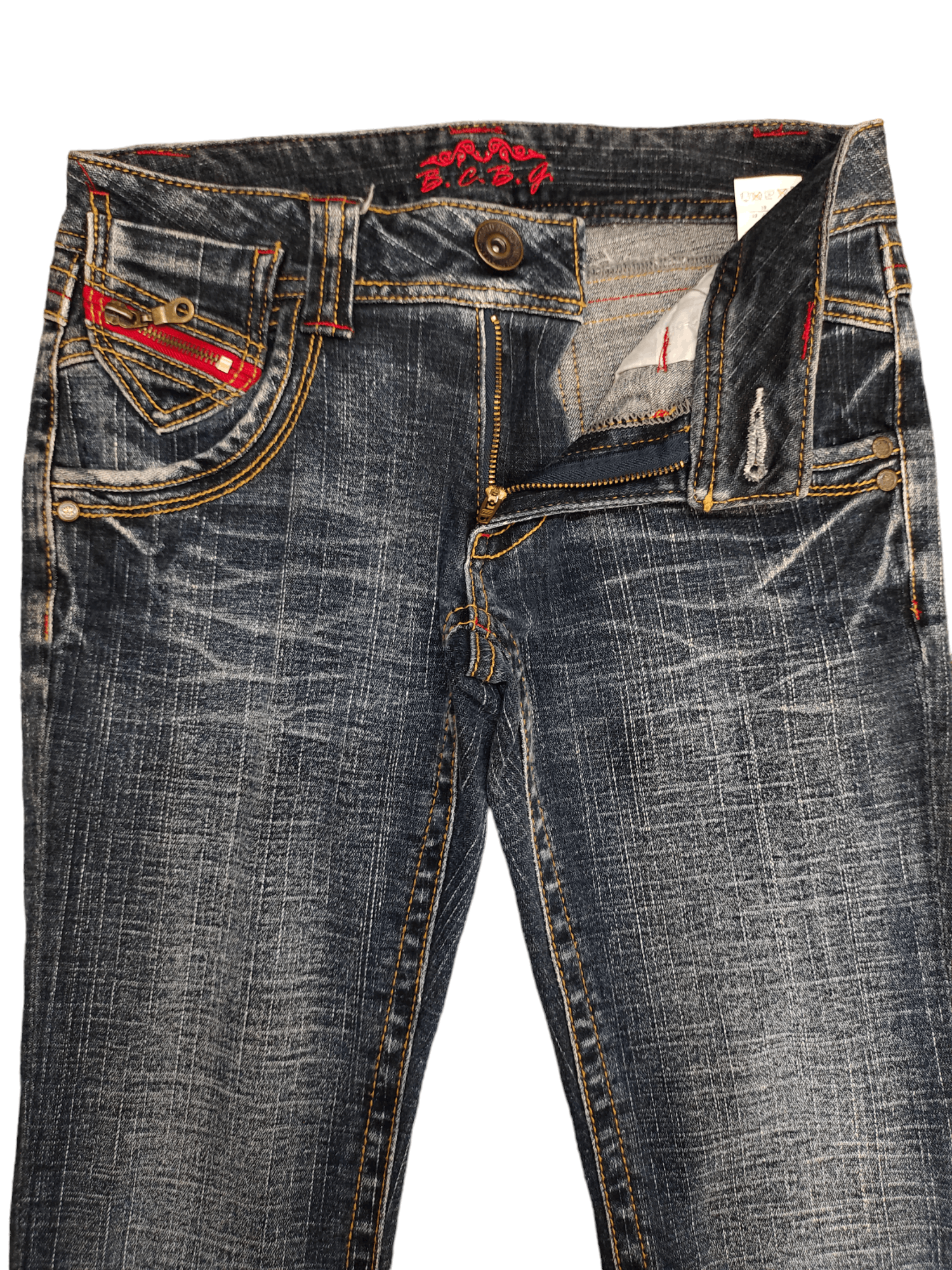 If Six Was Nine Flare Jeans Bcbg Distress Faded Low Rise Boot Cut Y2k Size US 27 - 19 Thumbnail