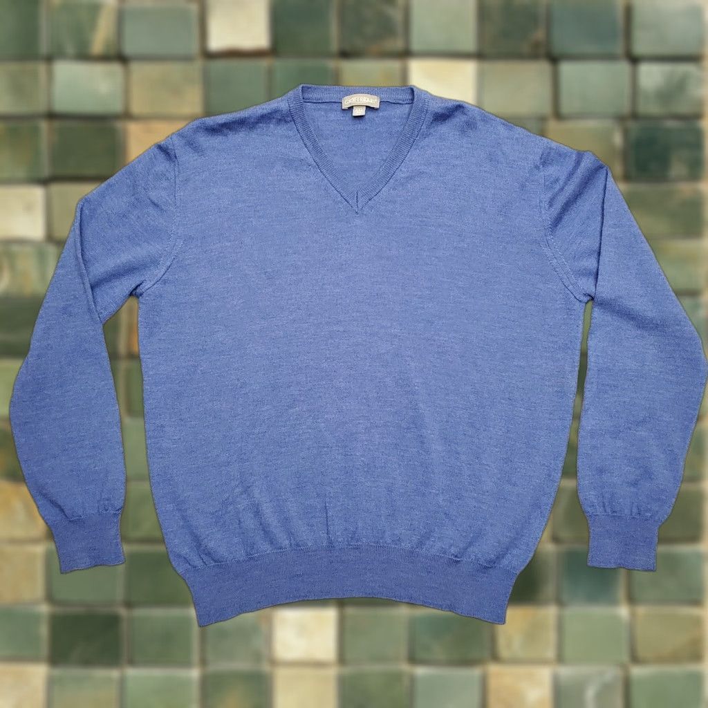 Vintage VINTAGE Gioferrari Sweater Mens 2XL Blue 100% Extra Fine Merino Wool V-Neck Casual Wool Knit Long Sleeve Mens Swing Size US XXL / EU 58 / 5 - 1 Thumbnail