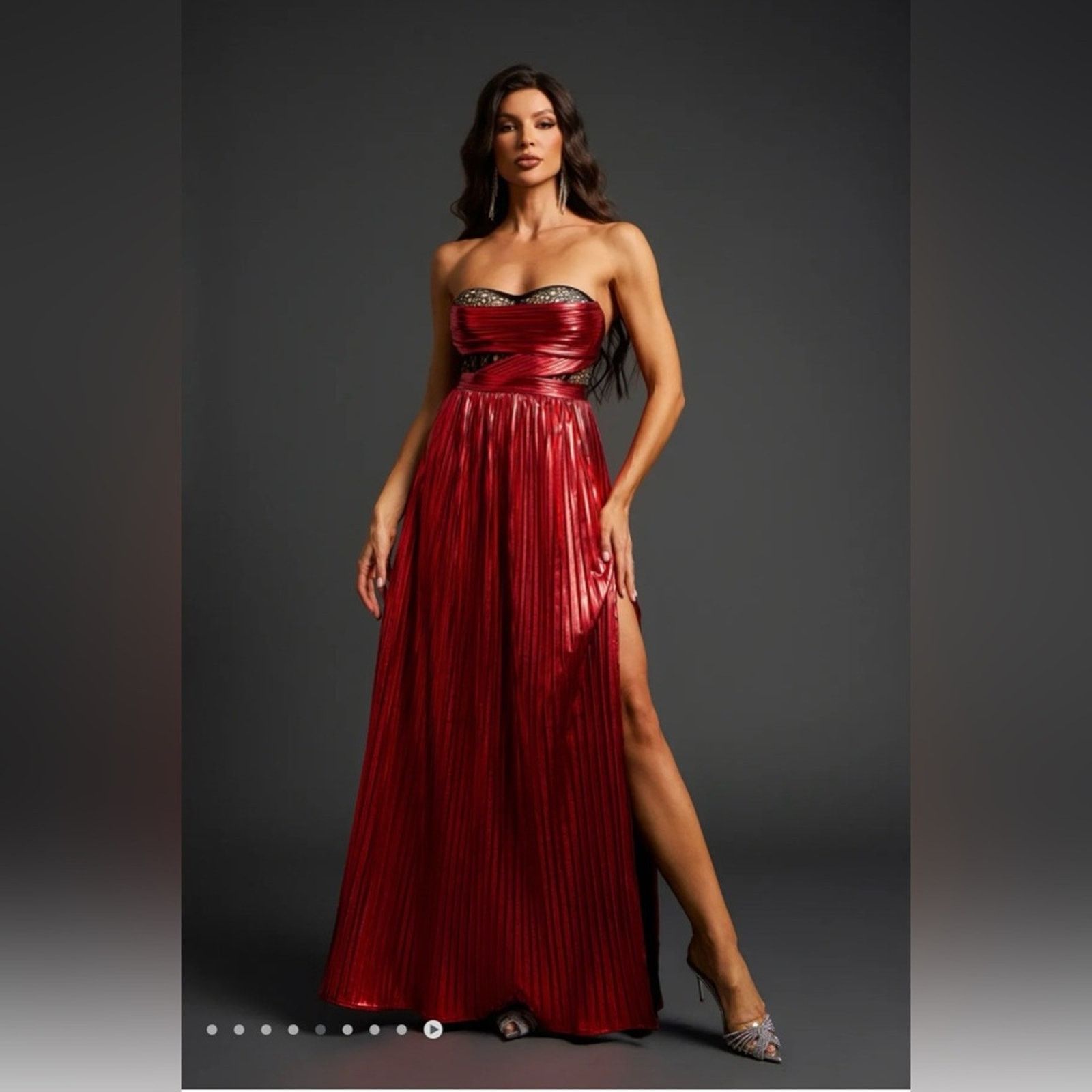 Other New Y2K Elegant Red Silk Strapless Evening Gown size S Size S / US 4 / IT 40 - 4 Thumbnail
