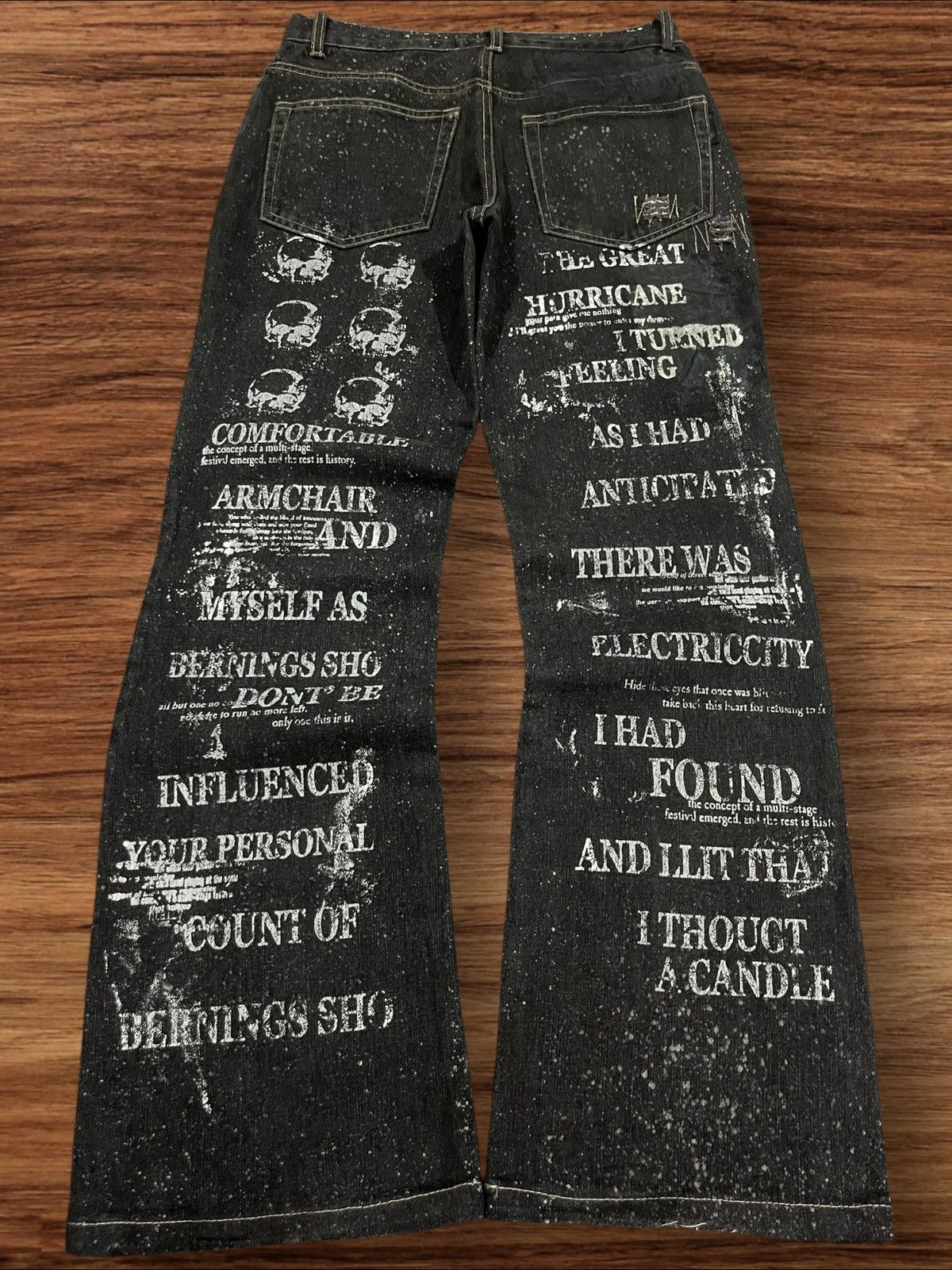 If Six Was Nine Vintage Japan Bernings Sho Skeleton Astronomical Flare Jeans Size US 28 / EU 44 - 2 Thumbnail