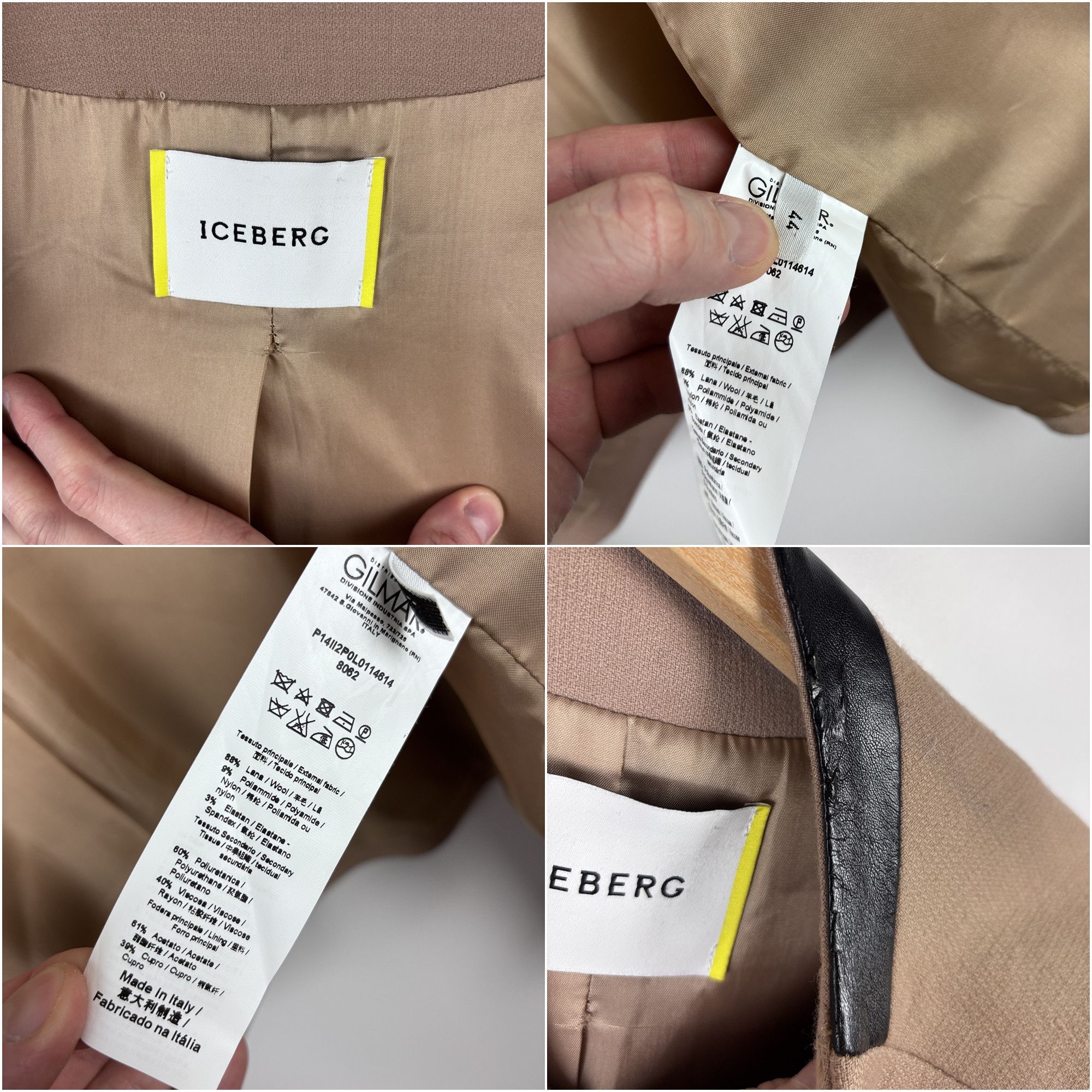 Iceberg Womens Iceberg Coat Blazer Wool Jacket Beige/Brown Size 44 Size M / US 6-8 / IT 42-44 - 13 Thumbnail