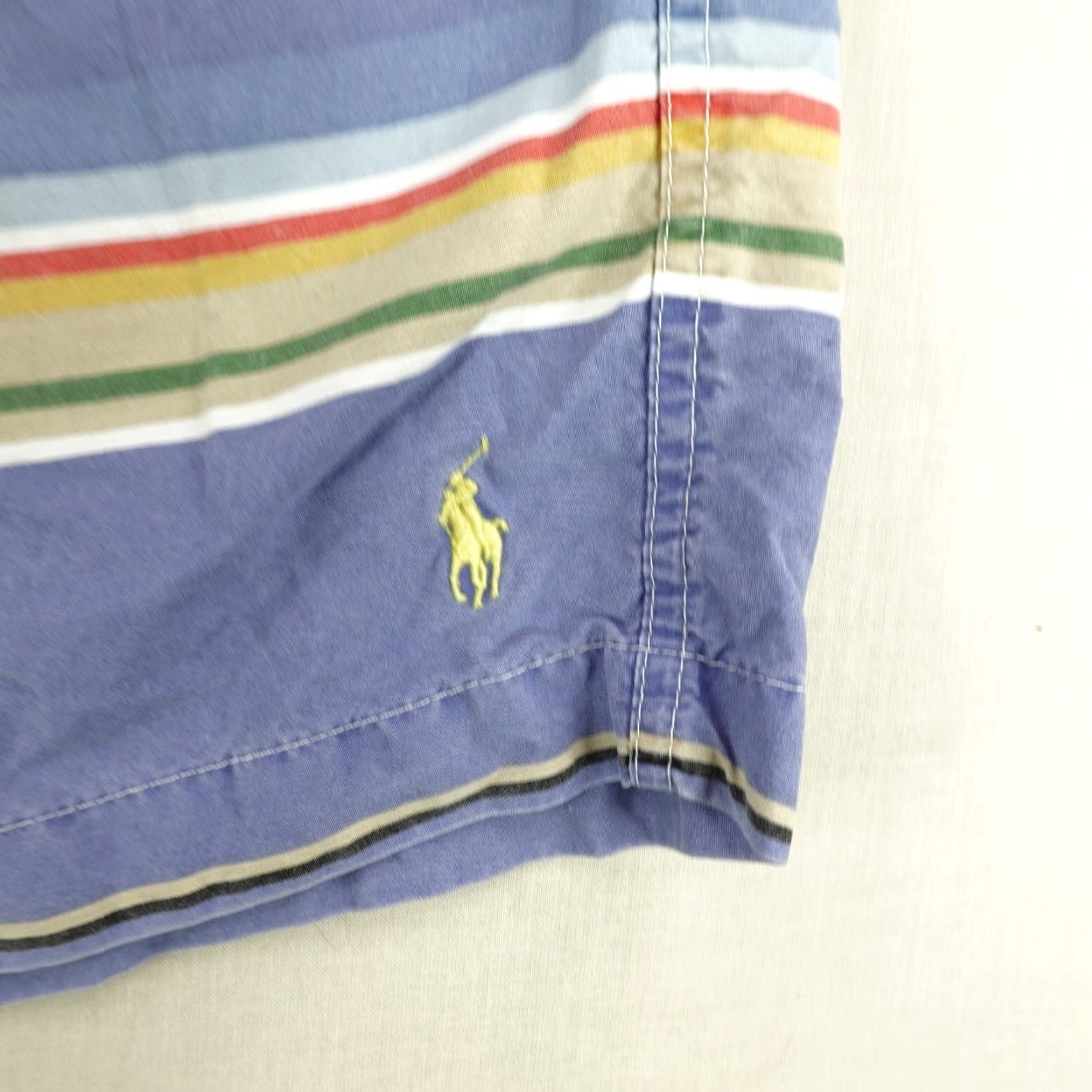 Polo Ralph Lauren VINTAGE Polo Ralph Lauren Board Shorts Men 38 Blue Striped Cotton Nylon 90s Beach Surf Lifeguard Pockets Drawstring Mens Size US M / EU 48-50 / 2 - 3 Thumbnail