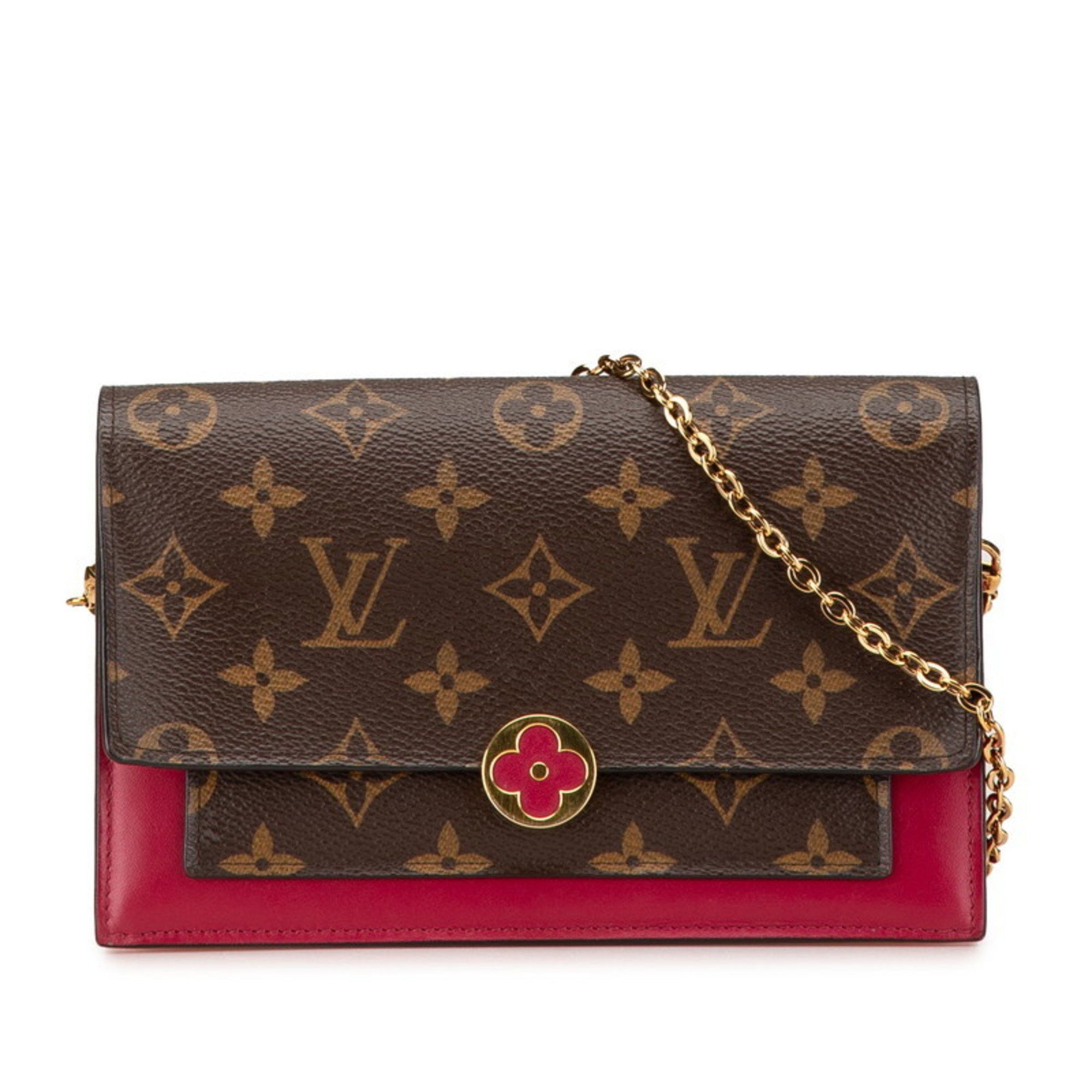 Louis Vuitton Louis Vuitton Monogram Portefeuille Floral Chain Wallet Shoulder Bag M69578 Fuchsia Brown PVC Leather Women's LOUIS VUITTON Size ONE SIZE - 1 Thumbnail
