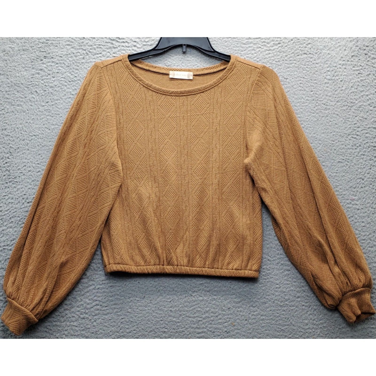 Vintage Altar'd State Cropped Top Womens Size S Brown Balloon Sleeve Round Neck Pullover Shirt Womens Small Brown Balloon Sleeve Pullover Size S / US 4 / IT 40 - 2 Thumbnail