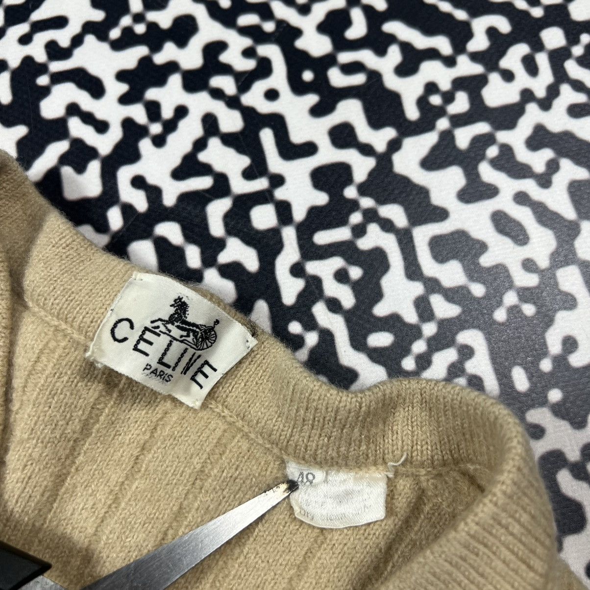 Celine Vintage 90s CELINE Paris Wool Cardigan Luxury Retro Style Size XS / US 0-2 / IT 36-38 - 15 Thumbnail