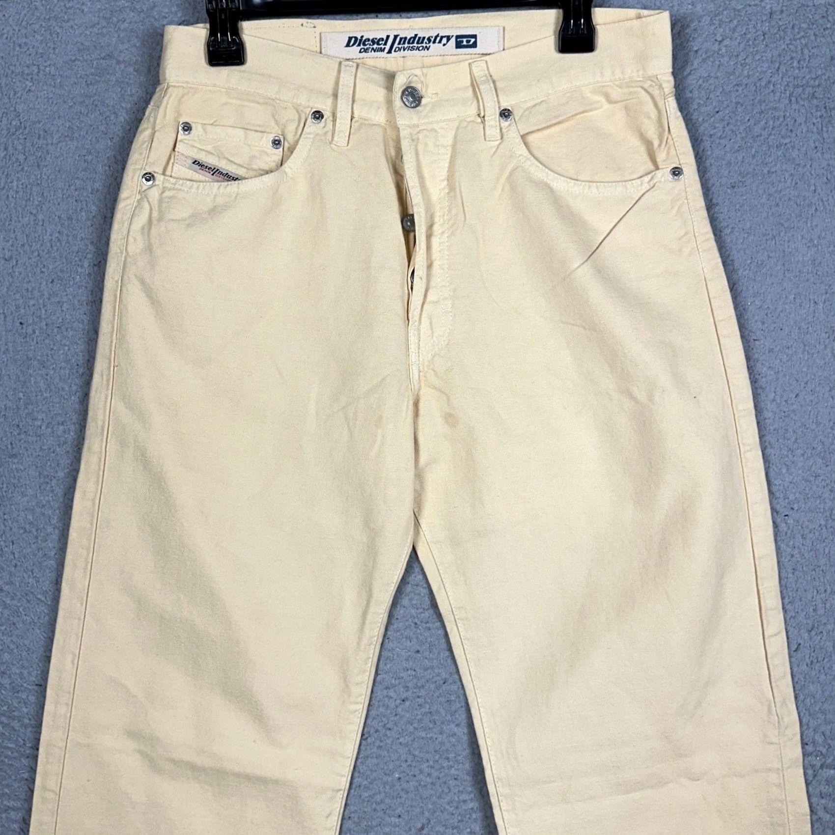 Diesel Diesel Keetar Jeans Mens 30 Straight 5-Pocket Button Fly Linen Blend Pale Yellow Cream Denim Italy Size US 30 / EU 46 - 2 Thumbnail