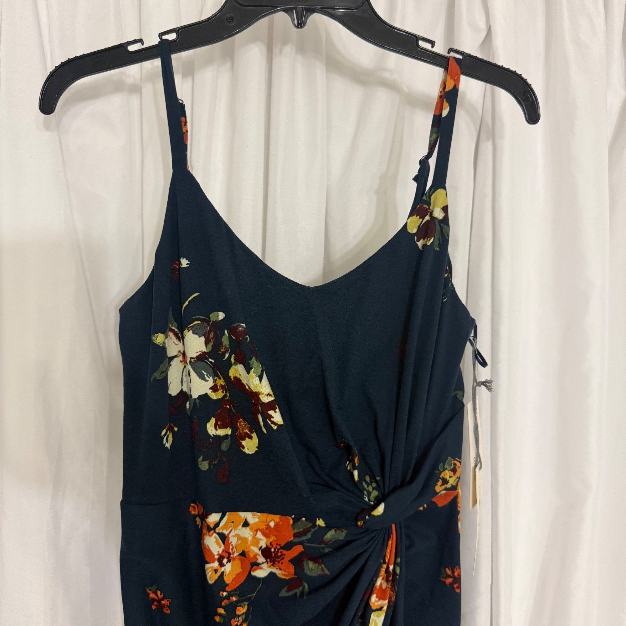 Other Nine Britton Vivienne Floral Navy Midi Dress Knot Detail Adj Size S / US 4 / IT 40 - 6 Thumbnail