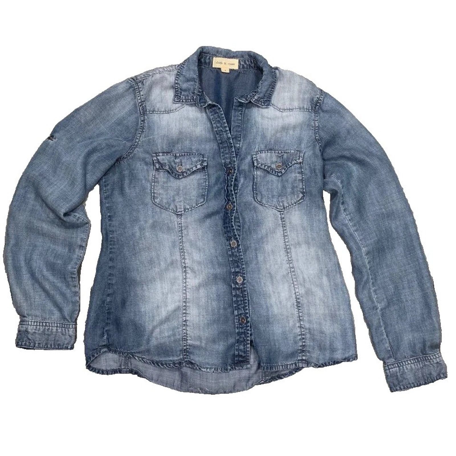 Anthropologie Anthropologie Cloth Sleeve Denim Shirt Blue Small A003199 Size S / US 4 / IT 40 - 1 Thumbnail