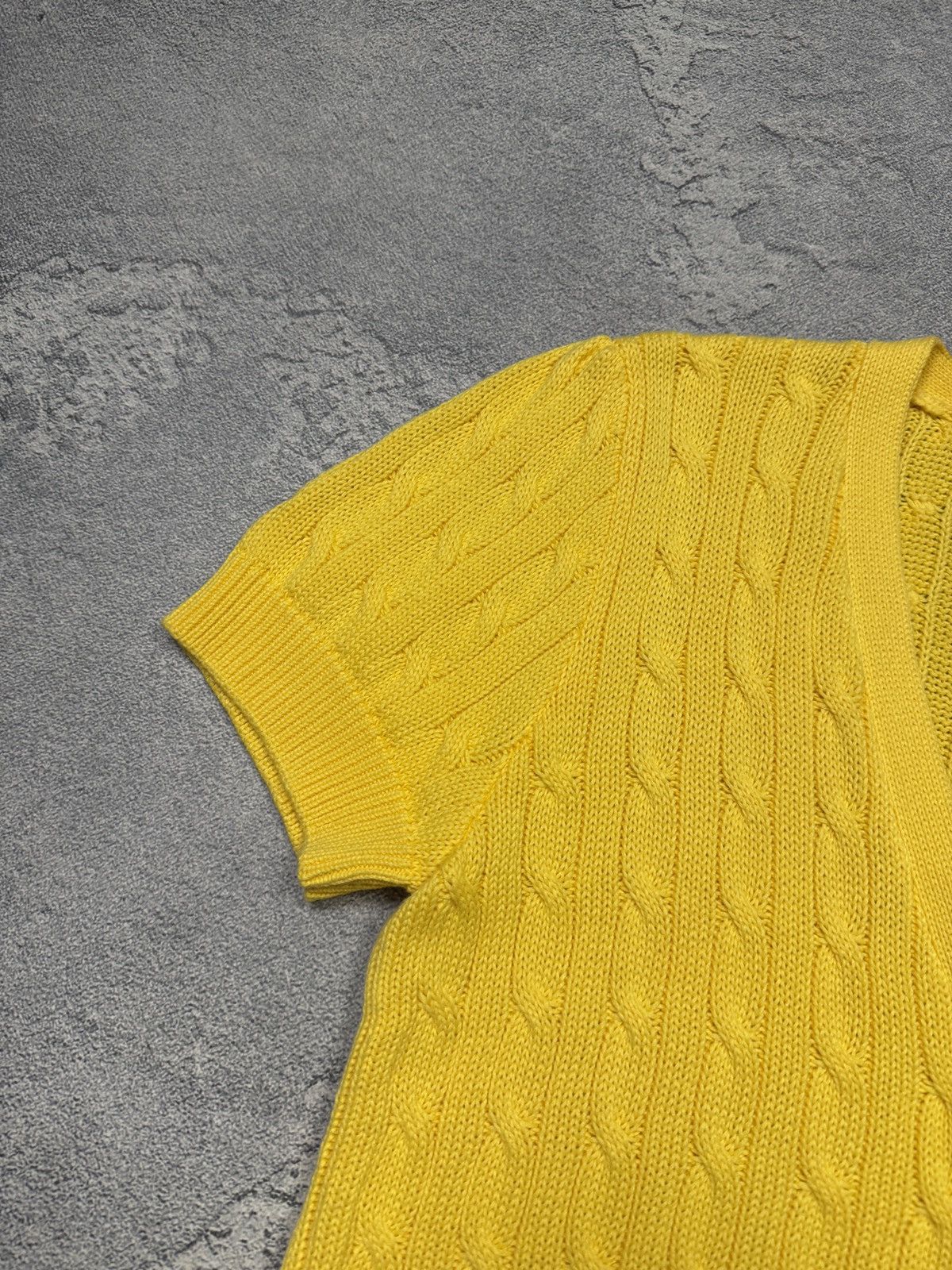 Polo Ralph Lauren Polo Ralph Lauren Women's Yellow Cable-Knit Cotton Cardigan Size L / US 10 / IT 46 - 4 Thumbnail