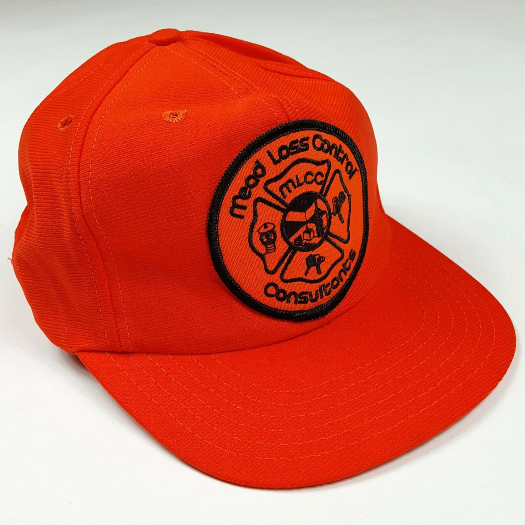 Vintage VINTAGE Mead Loss Control Adjustable Hunting Orange Snapback Hat Trucker 80s USA Made Mens MLCC Orange Patch Breathsble Embroidered Casual Boys/Gents Size ONE SIZE - 3 Thumbnail