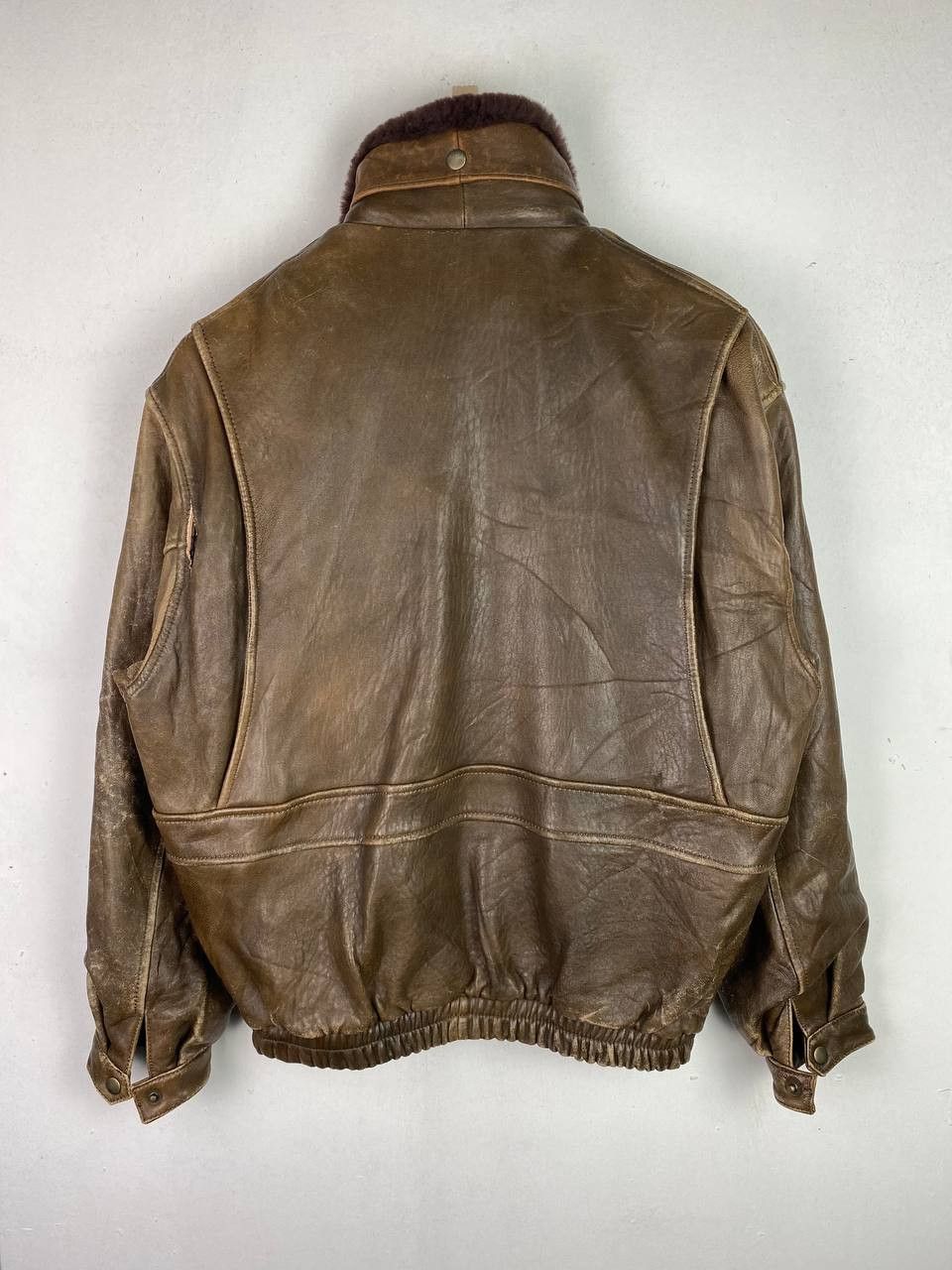Vintage vintage skendel leather jacket used looked fur lining Size US L / EU 52-54 / 3 - 9 Thumbnail