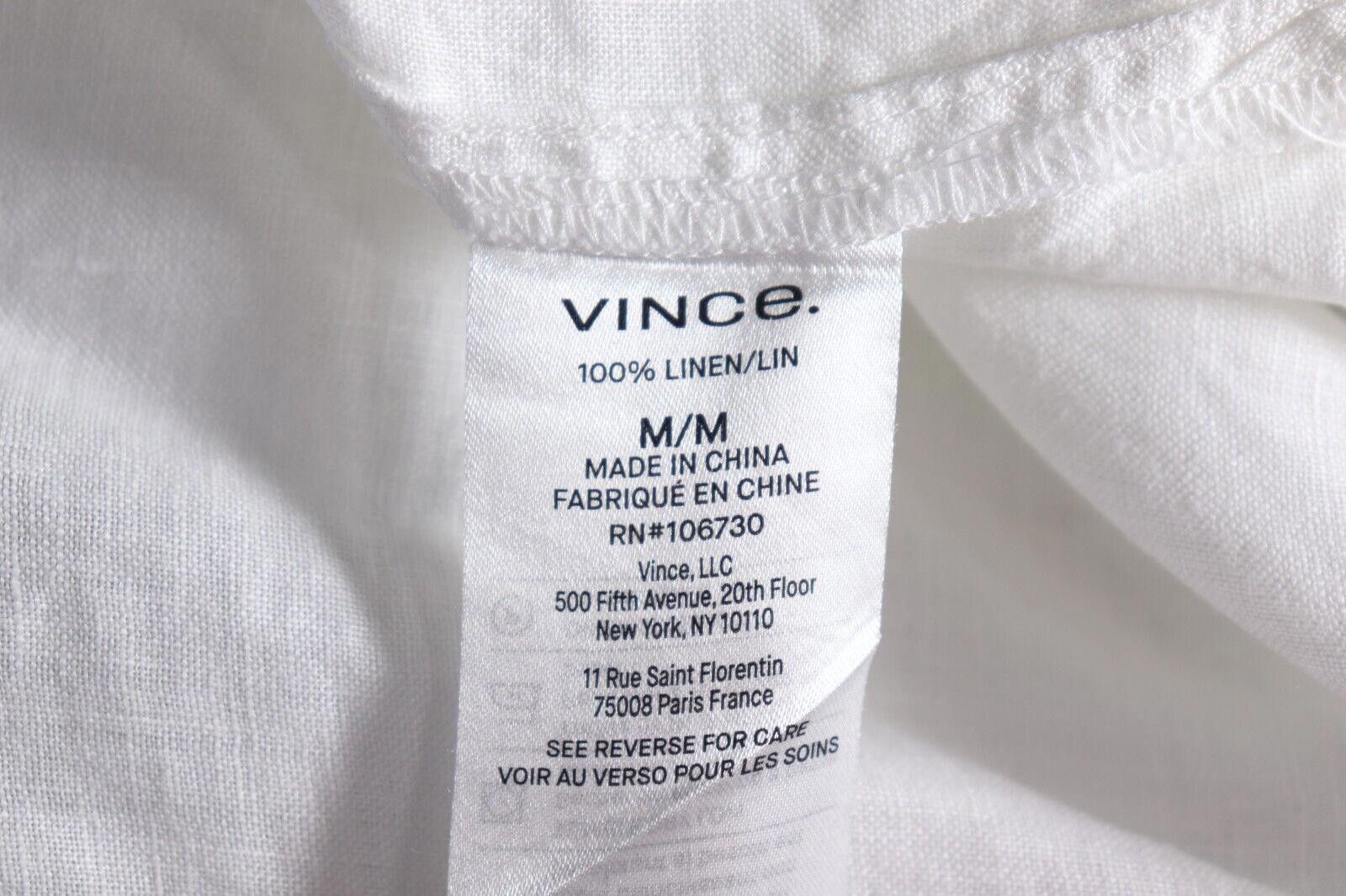 Vince Vince Medium White Long Sleeve Button Up Shirt Linen Blouse Size M / US 6-8 / IT 42-44 - 11 Thumbnail
