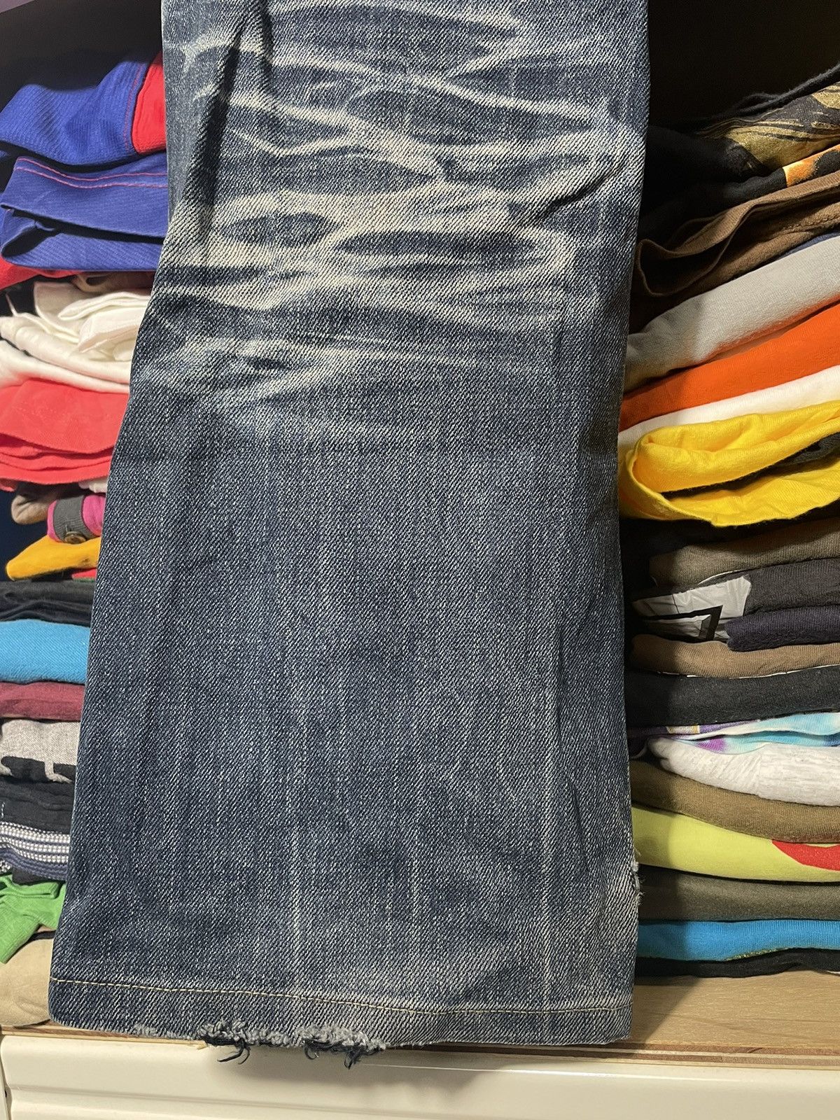 Japanese Brand Distressed Semantic Design Flair Cut Jeans Size US 32 / EU 48 - 12 Thumbnail