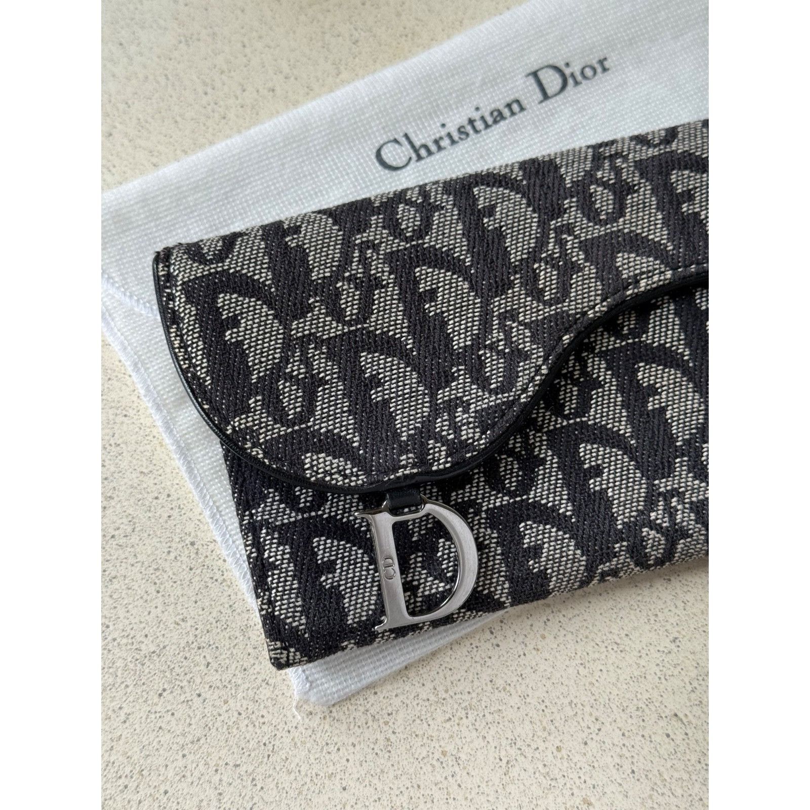 Dior DIOR Saddle Long Wallet Oblique Jacquard Navy Grey Size ONE SIZE - 3 Thumbnail