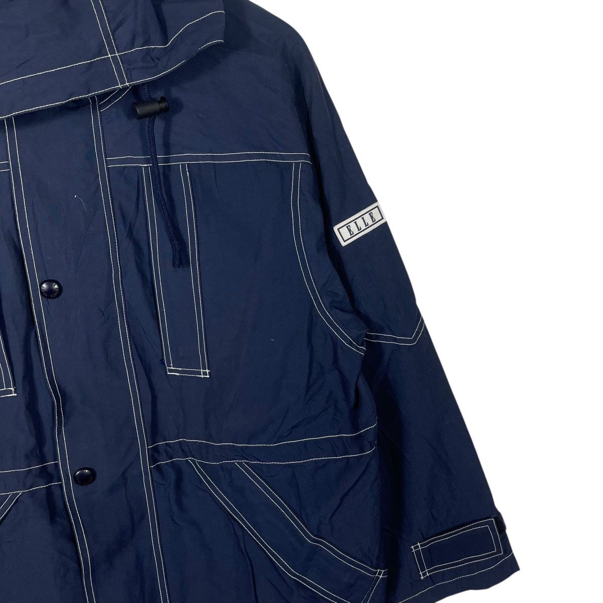 Vintage Vintage ELLE Sports Hooded Rain Jacket Parka Navy Contrast Size US L / EU 52-54 / 3 - 5 Thumbnail