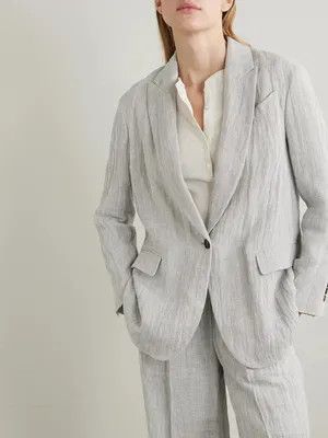 Brunello Cucinelli o1y0725 Blazer in Gray Size XS / US 0-2 / IT 36-38 - 2 Thumbnail