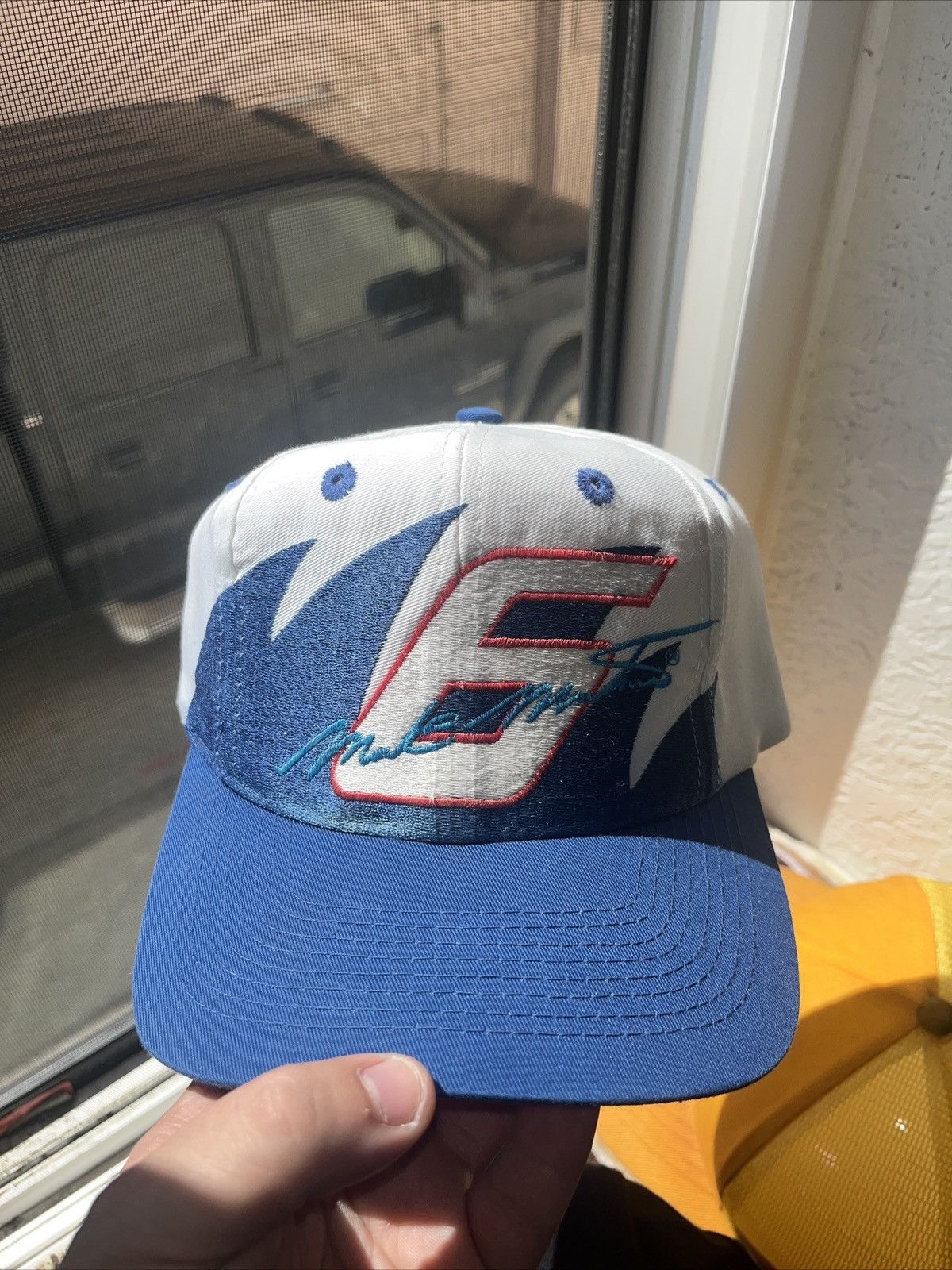image of Logo 7 x Logo Athletic Vintage Sharktooth Mark Martin 6 Logo Athletic Snapback Hat in White, Men's