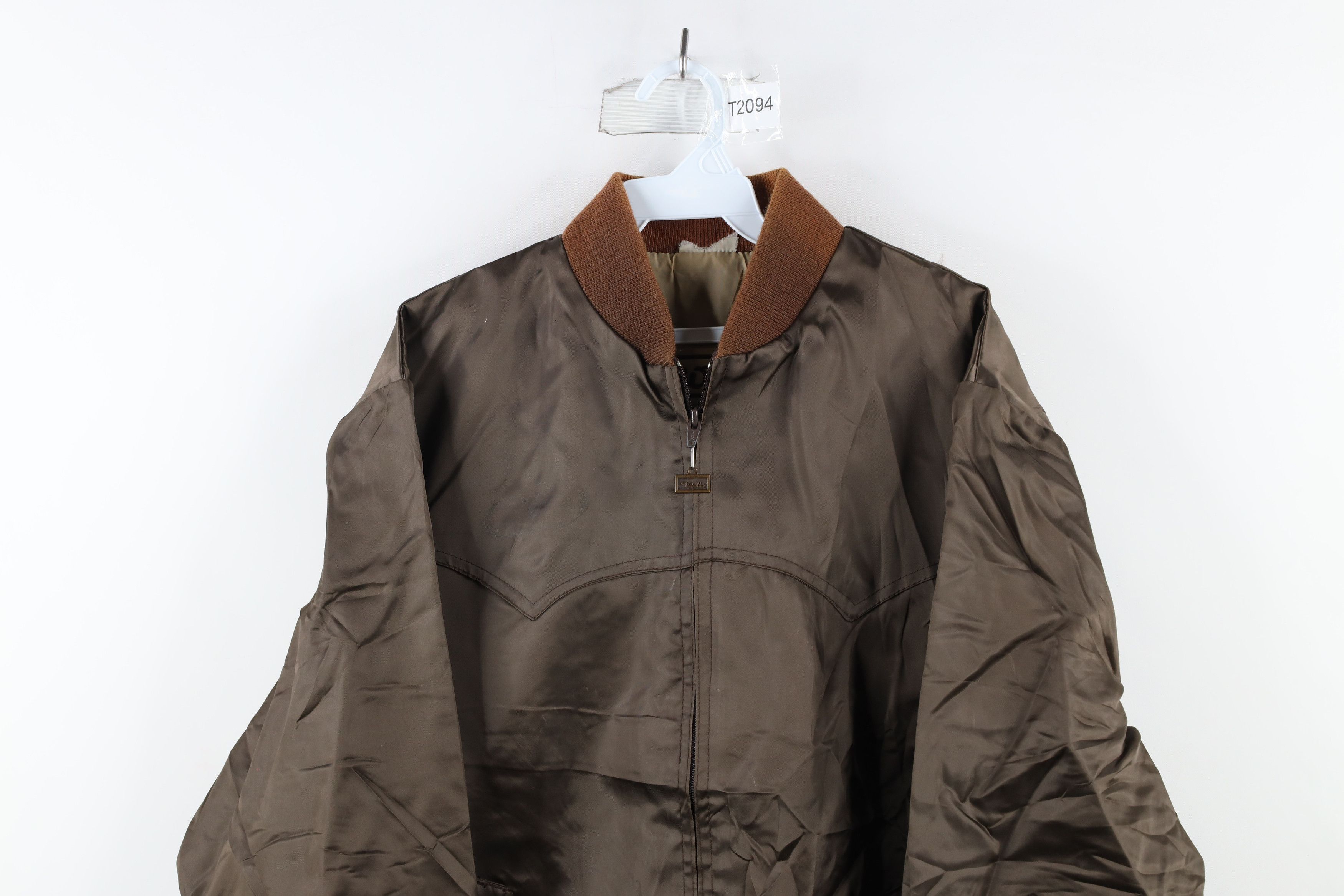 Vintage Vintage 80s Walls Blank Satin Bomber Jacket Brown USA Size US XXL / EU 58 / 5 - 2 Thumbnail