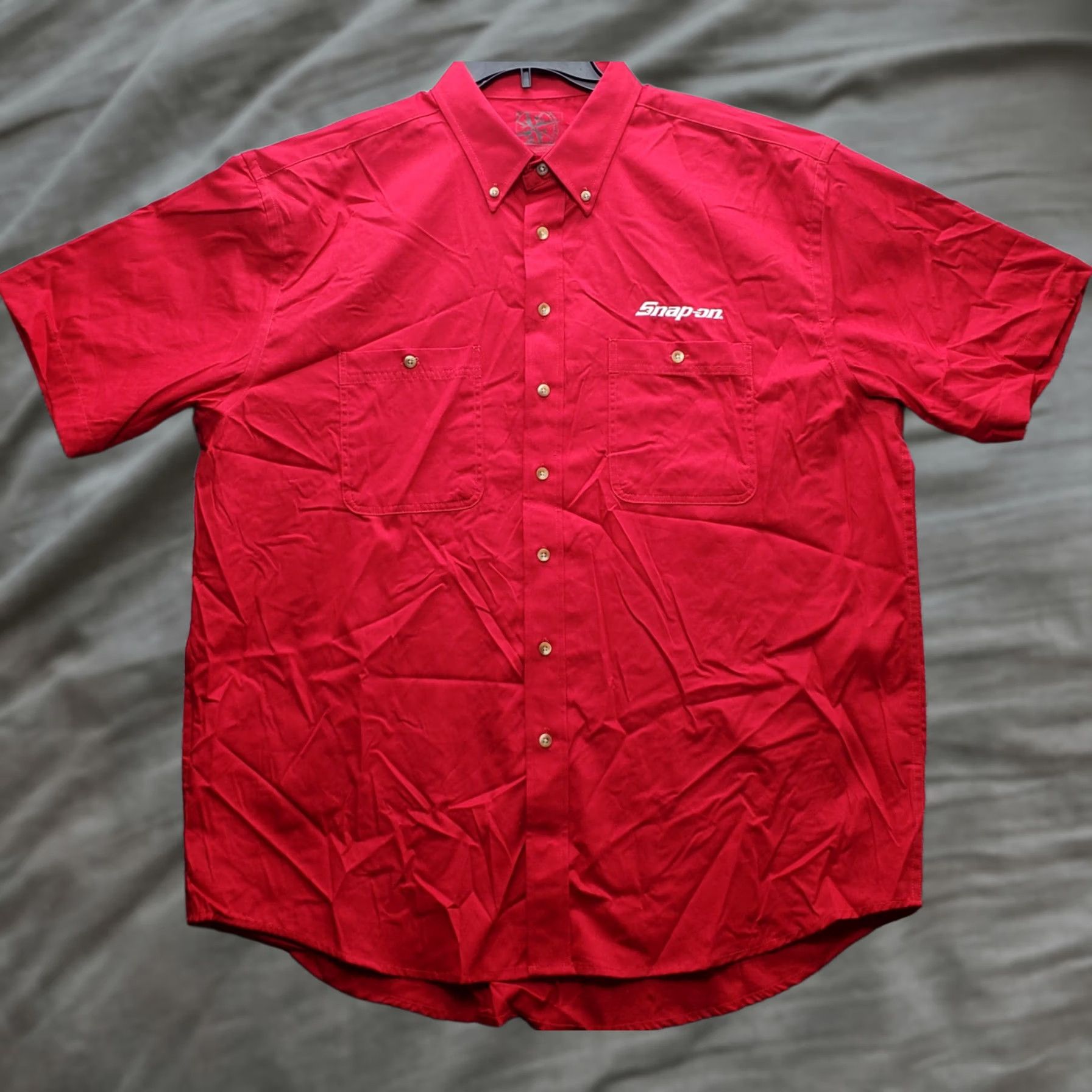 Vintage Destination Snap-On Shirt Mens XL Red Short Sleeve Chest Pocket Button Down Size US XL / EU 56 / 4 - 1 Thumbnail