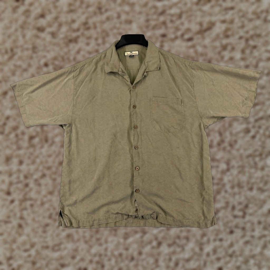 Tommy Bahama Tommy Bahama Shirt Men Extra Large Beige Palm Print 100% Silk Button Up Hawaiian Size US XL / EU 56 / 4 - 1 Thumbnail