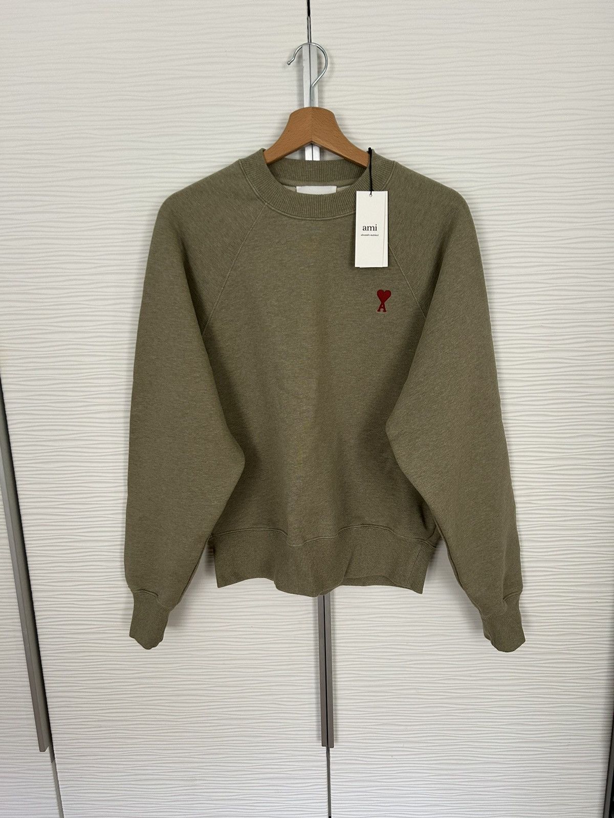 image of Ami Paris Sweatshirt in Khaki Green, Women's (Size Small)