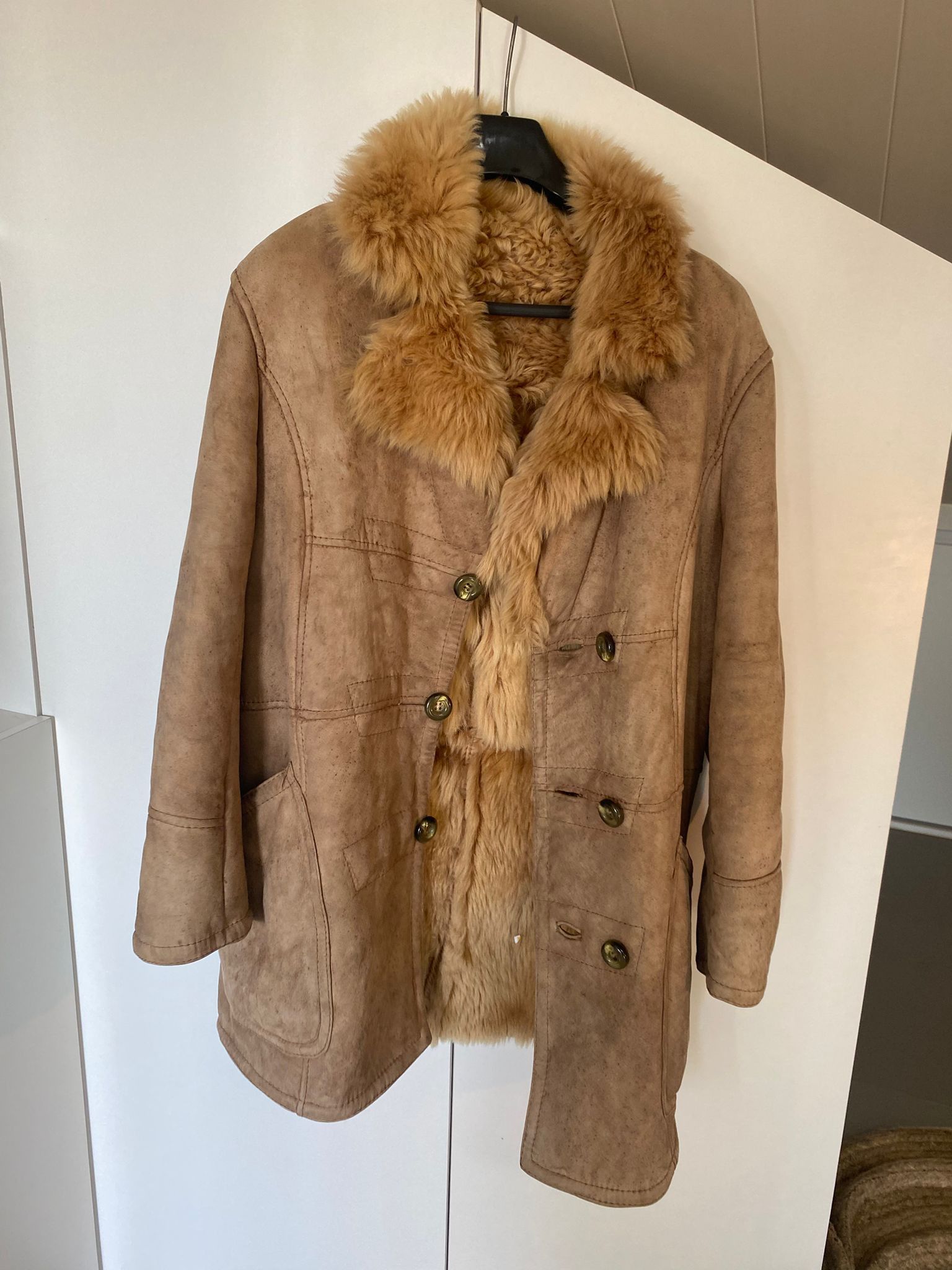 Other Original Shearling Sheepskin Fur Vintage Coat for Men M/L Size US M / EU 48-50 / 2 - 4 Thumbnail