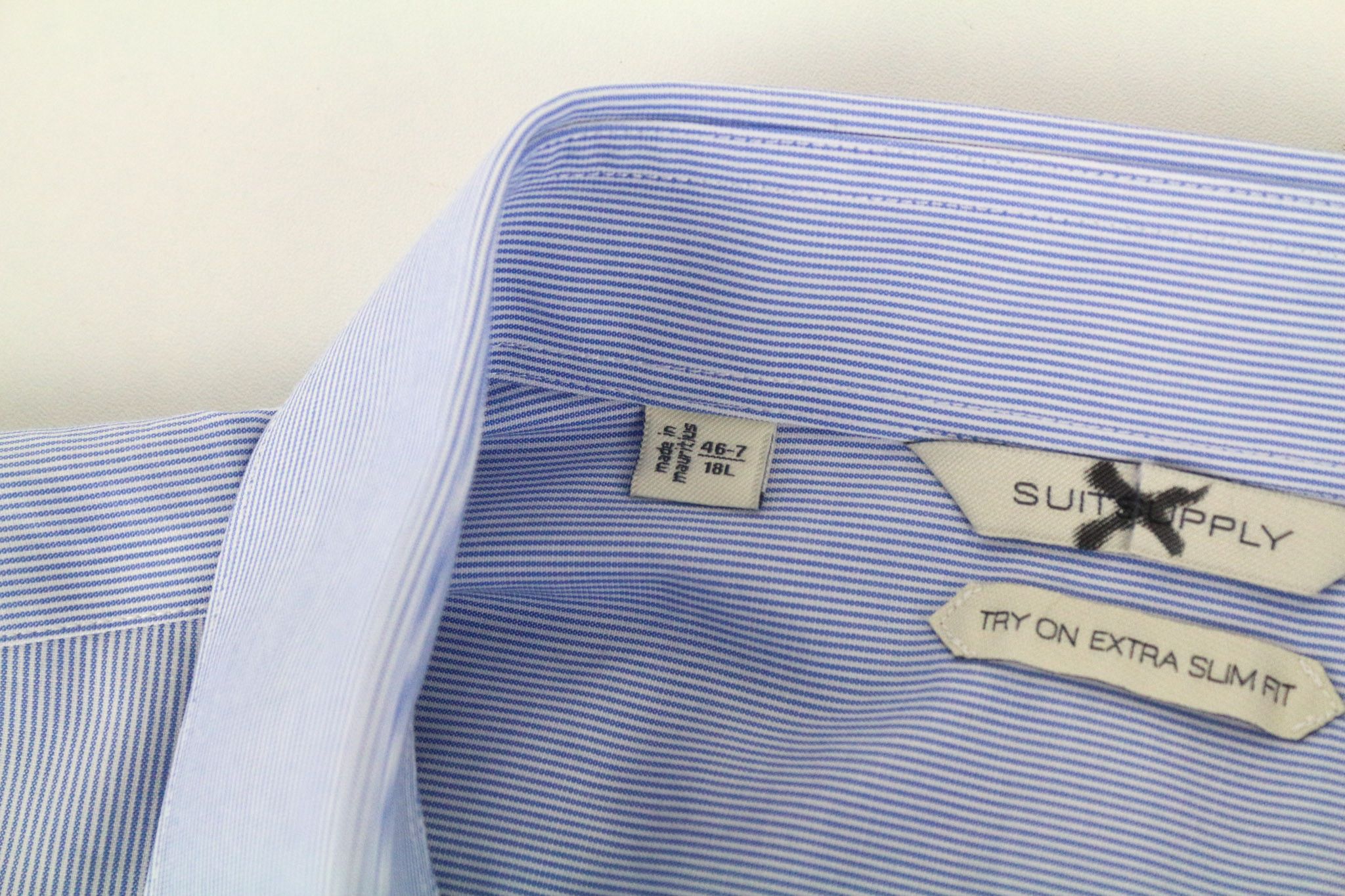 Suitsupply 46-7/18L Extra Slim Blue Cotton Stripe Pattern 72685 Size 46L - 5 Thumbnail