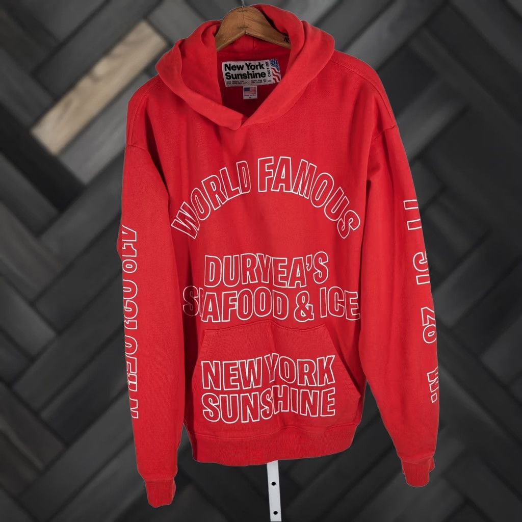 Vintage New York Sunshine Duryea’s Seafood Hoodie Red XL USA Montauk The End Mens XL Hoodie Size US XL / EU 56 / 4 - 1 Thumbnail