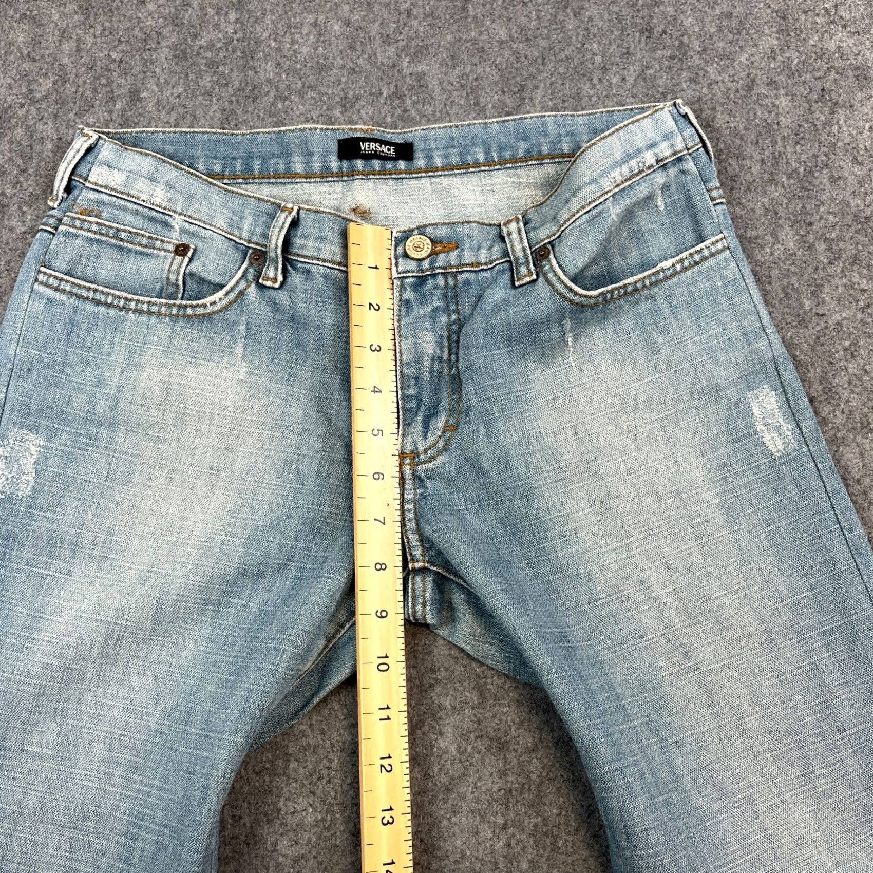 Versace Versace Womens Jeans Baggy Flare 32 28 UK 12 Low Rise Versace Spellout Sequins Jeans Size 34" / US 12 / IT 48 - 7 Thumbnail