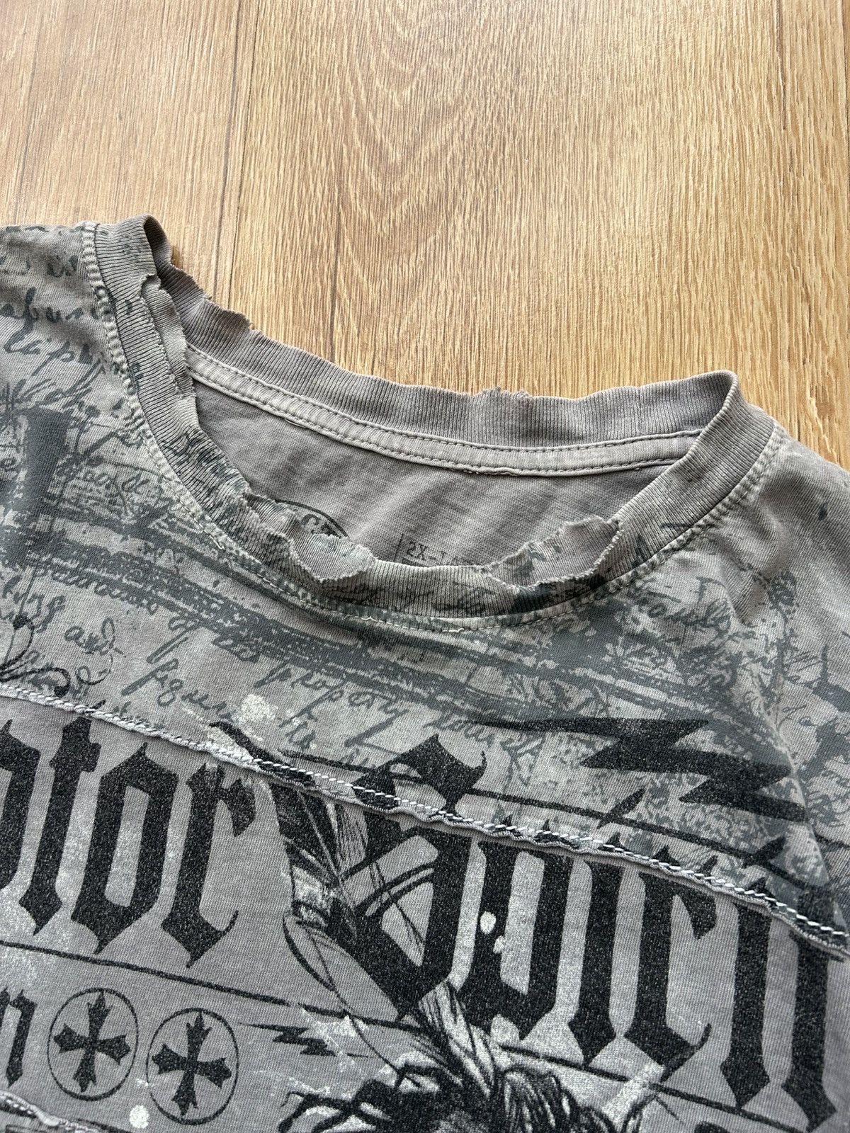 Affliction Vintage Y2K Cyber Affliction All Over Print Distressed Tee Size US XL / EU 56 / 4 - 4 Thumbnail