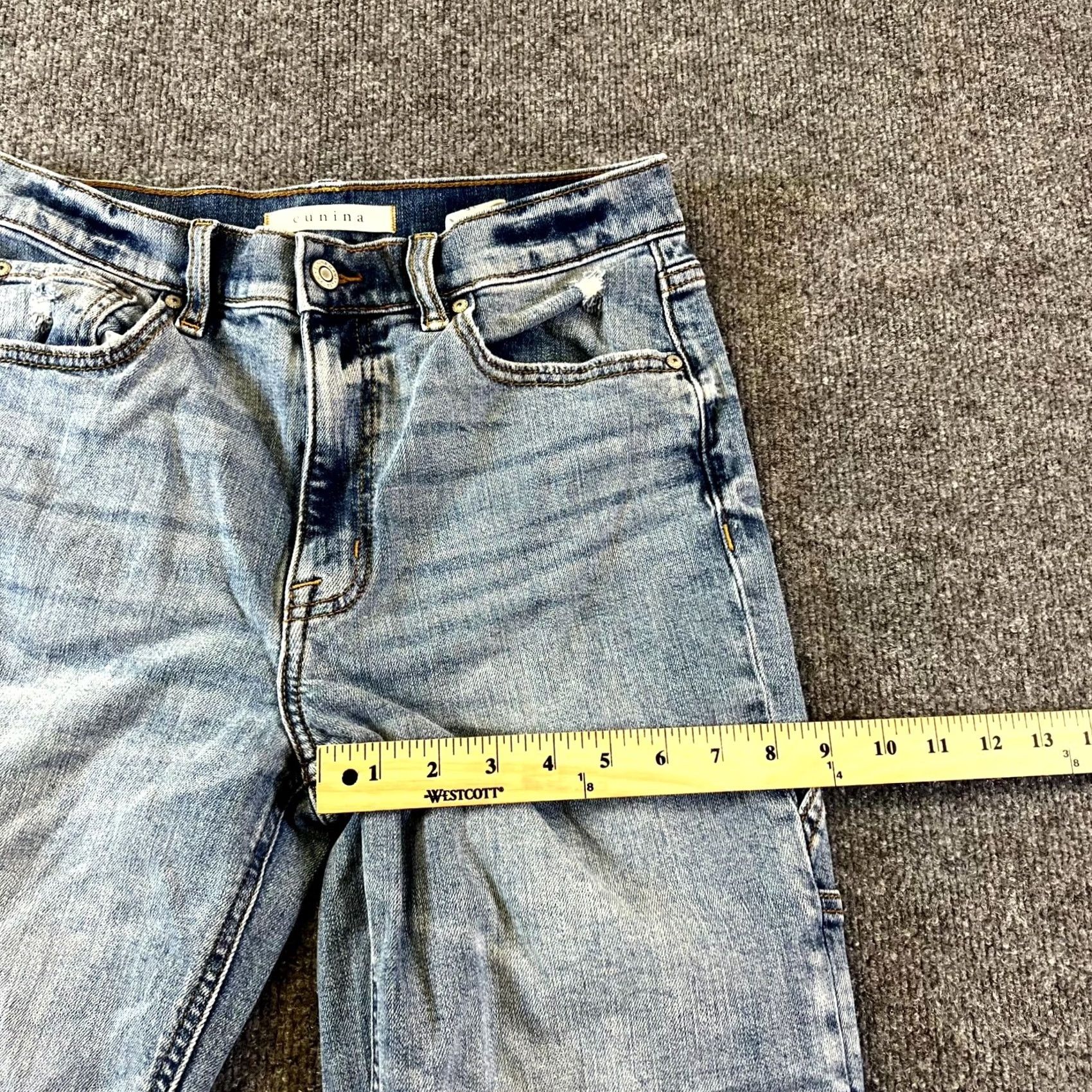 Vintage Eunina Jeans Womens 5/27W Blue Denim Raw Hem Super High-Rise Straight Leg Jeans Size 27" / US 4 / IT 40 - 5 Thumbnail