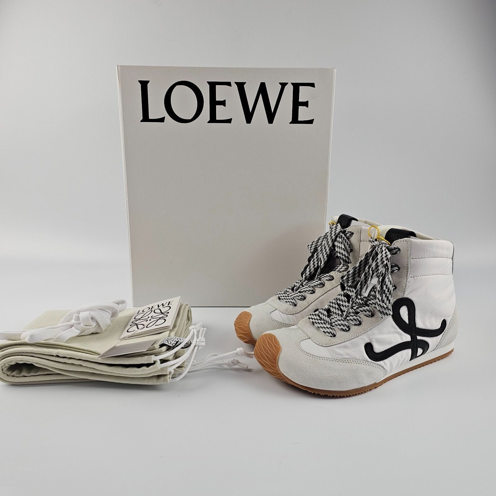 LOEWE Ballet Runner 2.0 $990 White/Black High Top Sneakers N