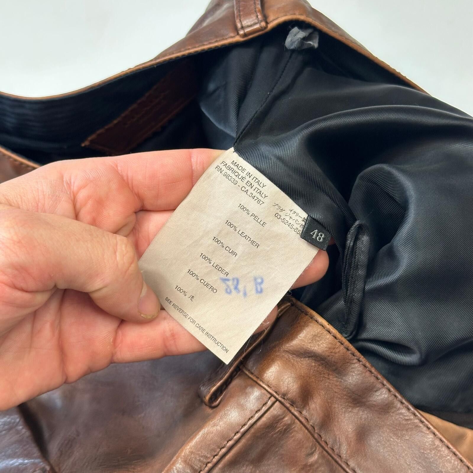 Prada Prada Milano 00’s Embossed Logo Leather Biker Trousers IT48 Size US 32 / EU 48 - 8 Thumbnail