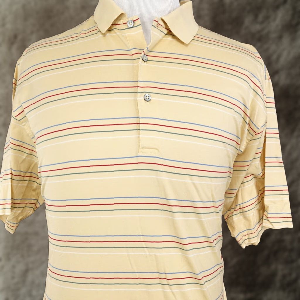 Vintage FAIRWAY & GREENE Yellow Striped Golf Polo Shirt Mens Size L Cotton Short Sleeve Size US L / EU 52-54 / 3 - 1 Thumbnail