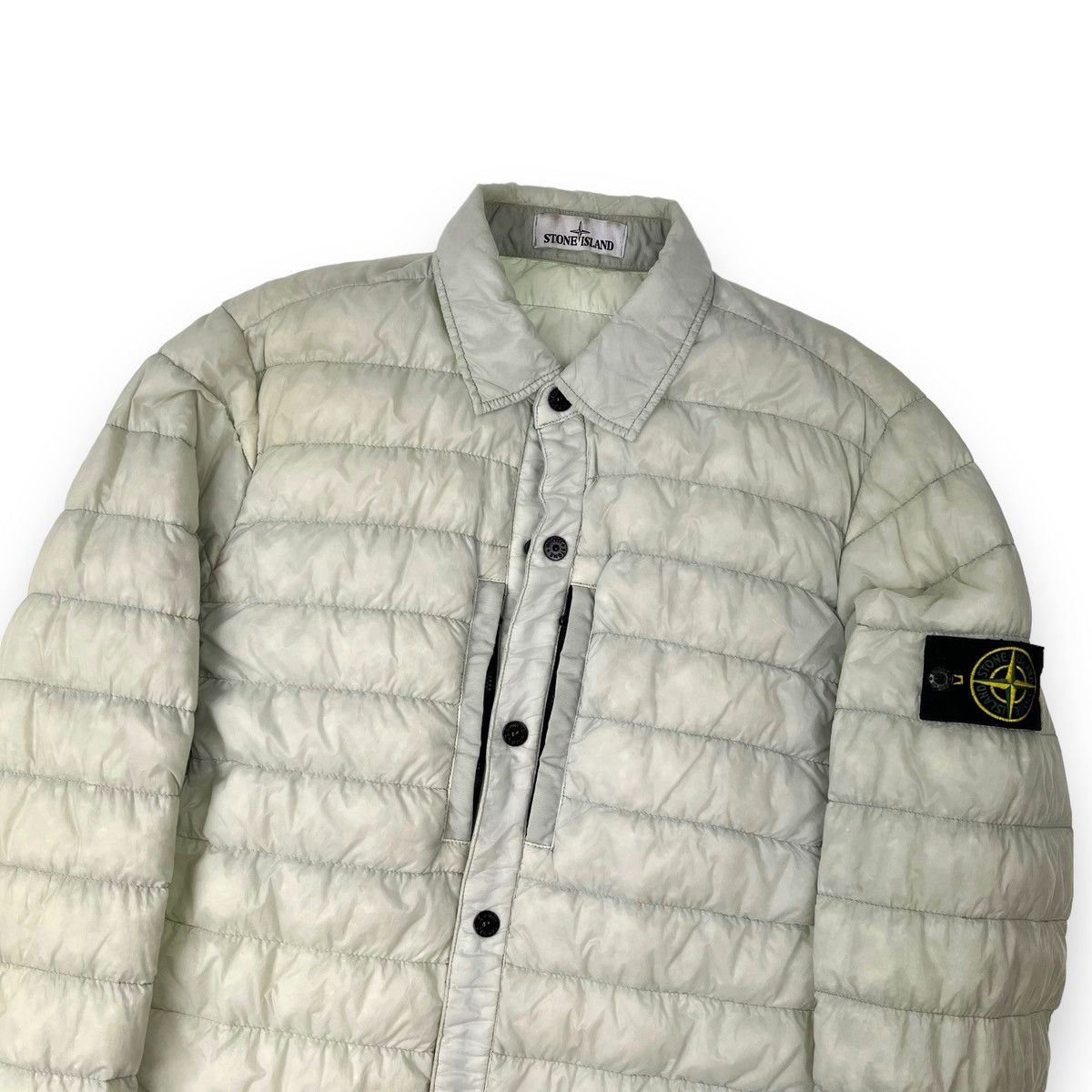 image of Stone Island Light Green Quilted Overshirt Jacket, Men's (Size Medium)