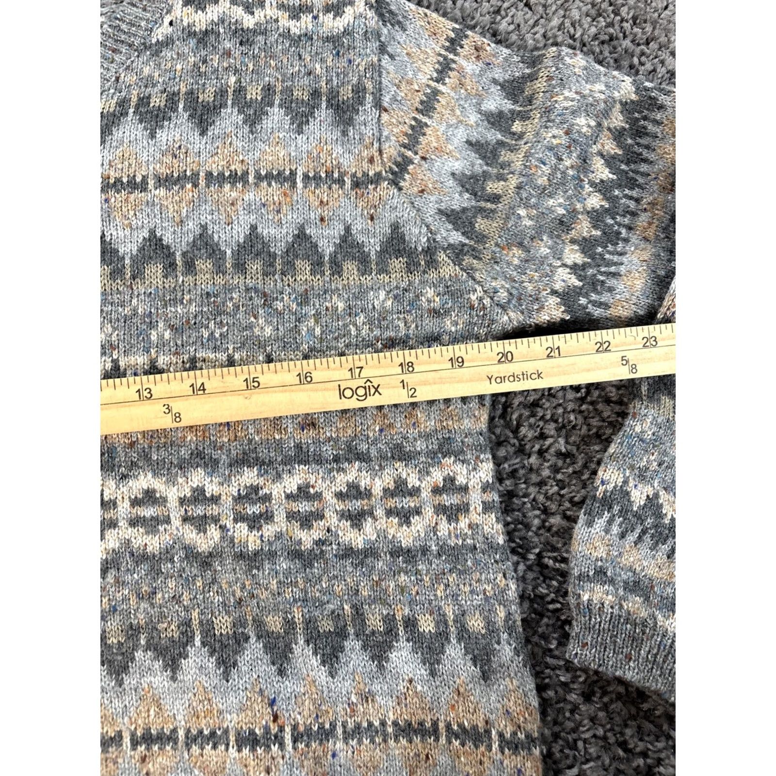Esprit VINTAGE Esprit Sweater Womens S Gray Wool Blend Fair Isle Chunky-Knit V-Neck 90s Pullover Mens? Size S / US 4 / IT 40 - 3 Thumbnail